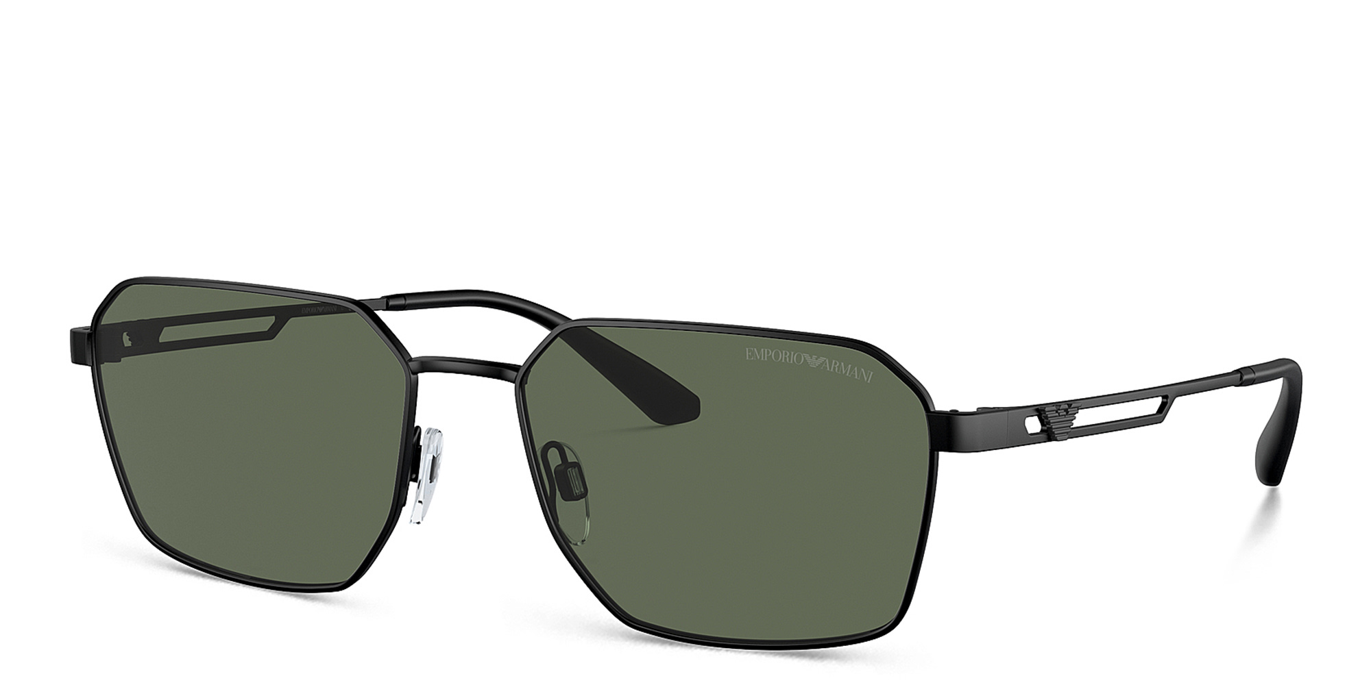 Emporio Armani Logo Irregular Sunglasses in Matte Black – Product Photo 2