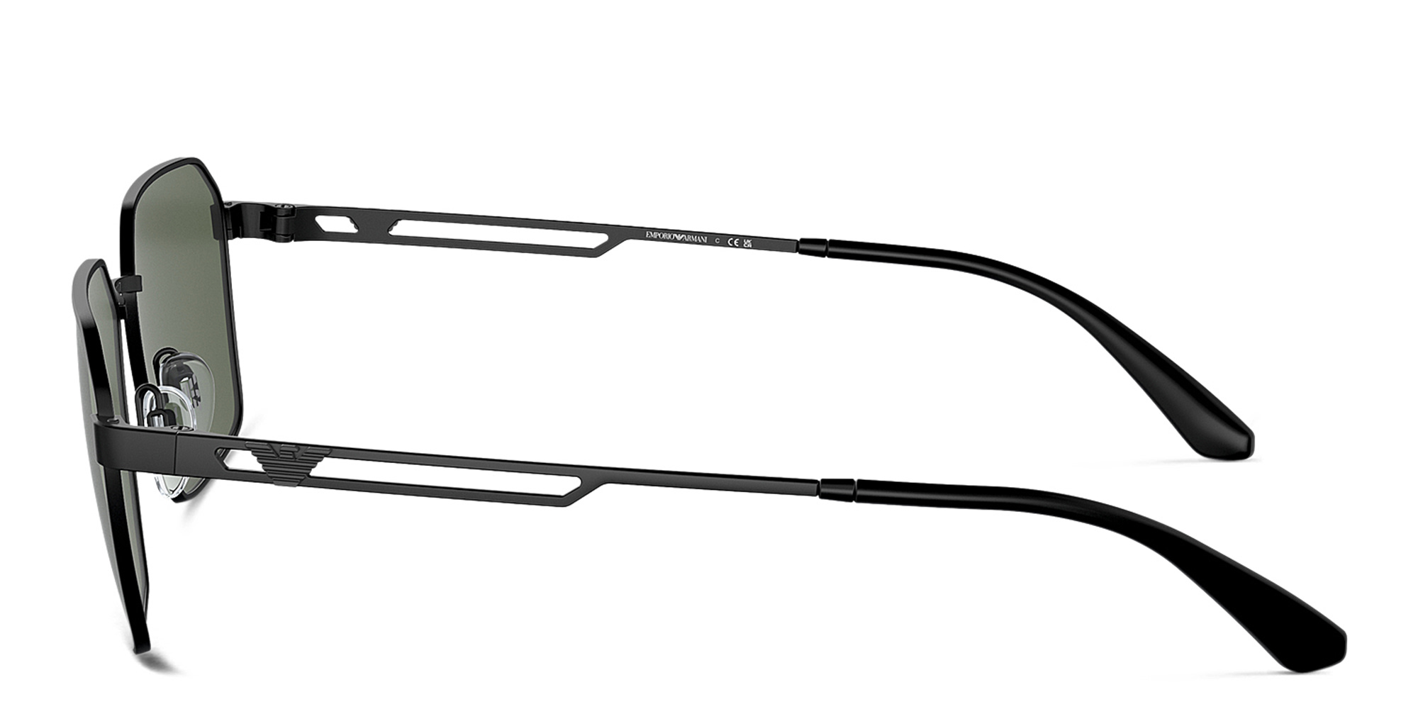 Emporio Armani Logo Irregular Sunglasses in Matte Black – Product Photo 3