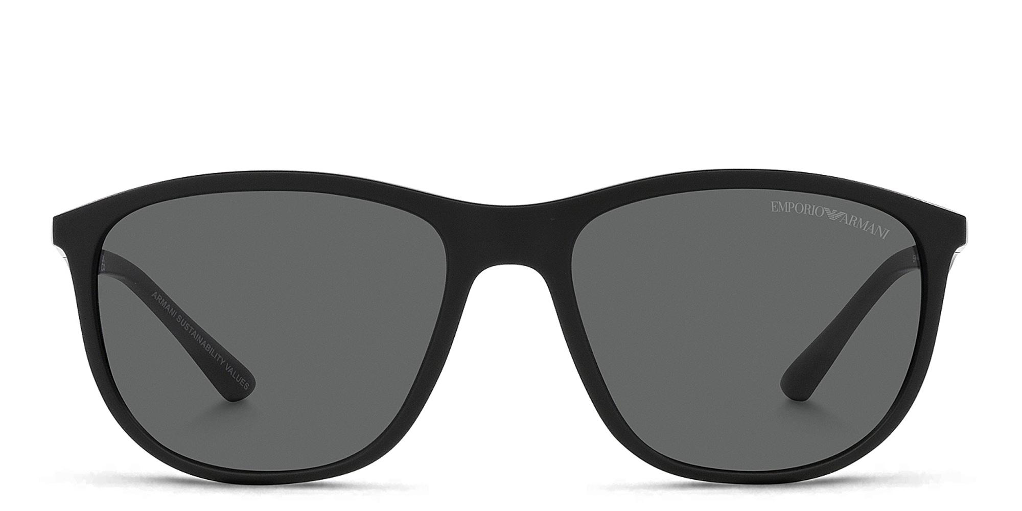 Shop Emporio Armani Logo Pillow Sunglasses in Matte Black online.