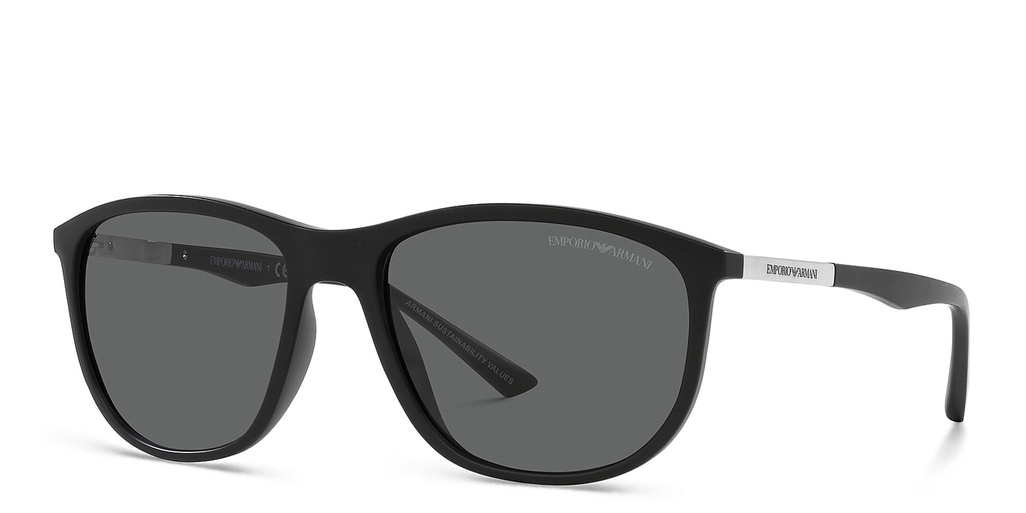 Shop Emporio Armani Logo Pillow Sunglasses in Matte Black online.