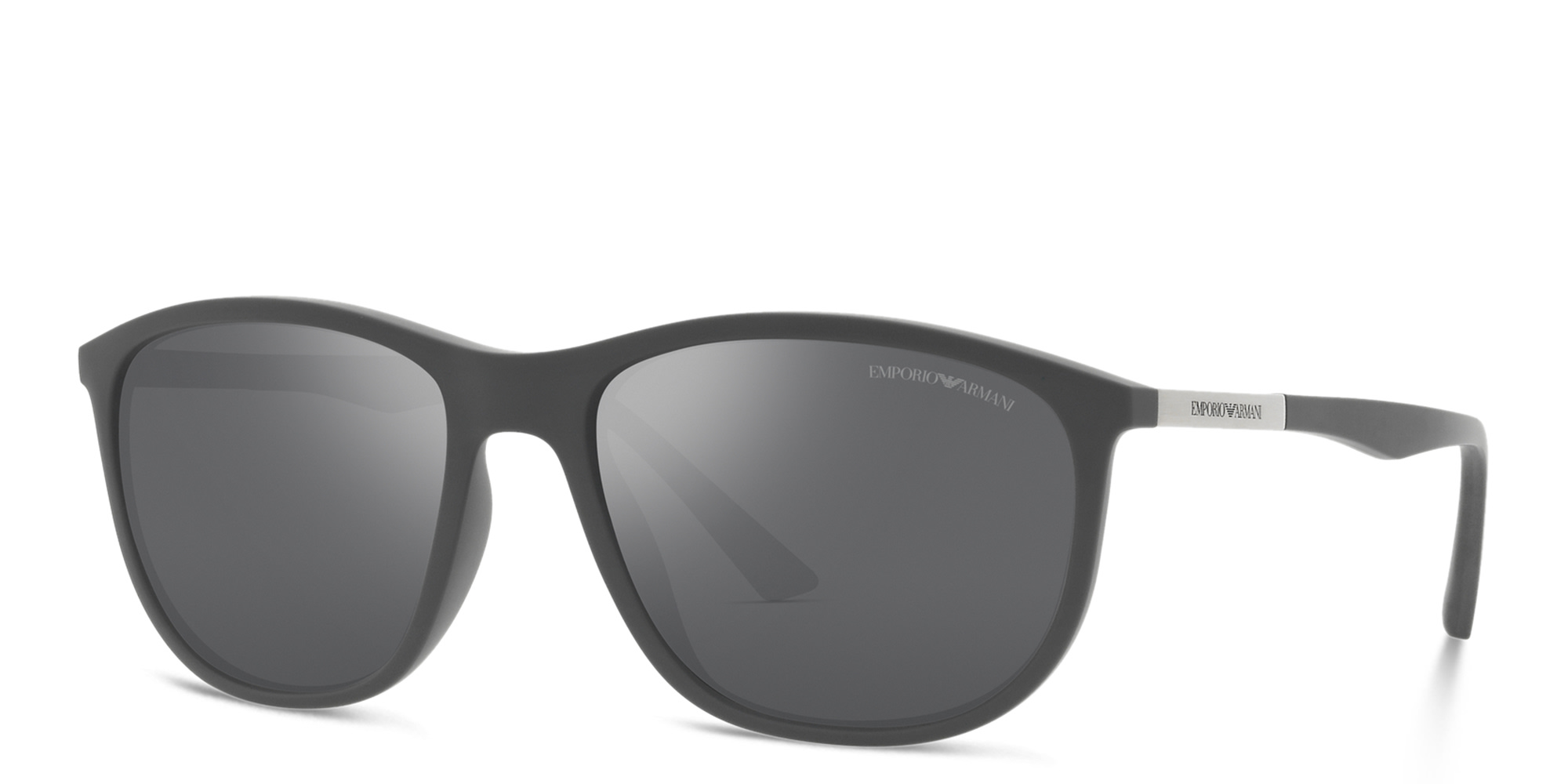 Shop Emporio Armani Logo Pillow Sunglasses in Matte Grey online.