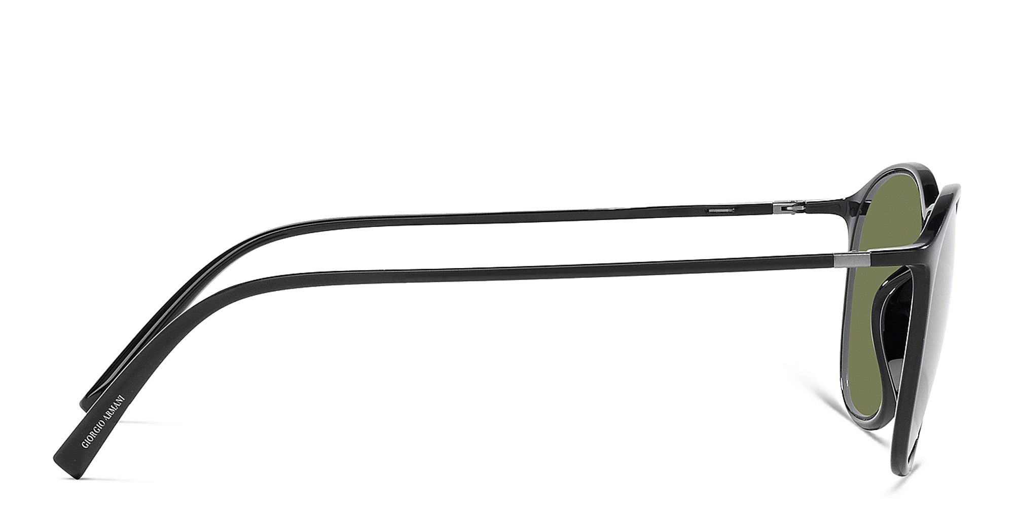 Shop GIORGIO ARMANI Round Sunglasses in Shiny Black online.