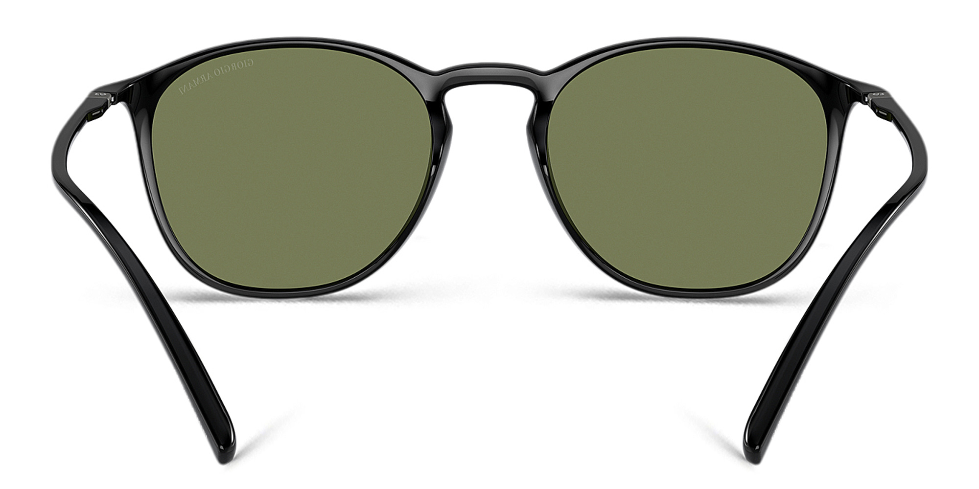 Shop GIORGIO ARMANI Round Sunglasses in Shiny Black online.