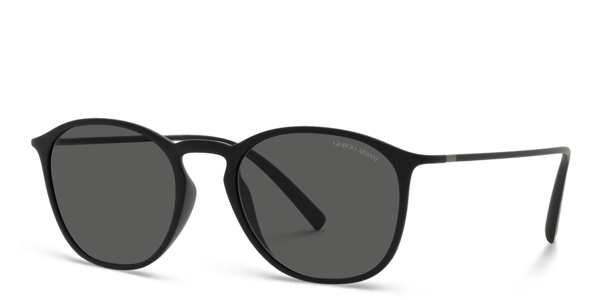 Shop GIORGIO ARMANI Round Sunglasses in Matte Black online.
