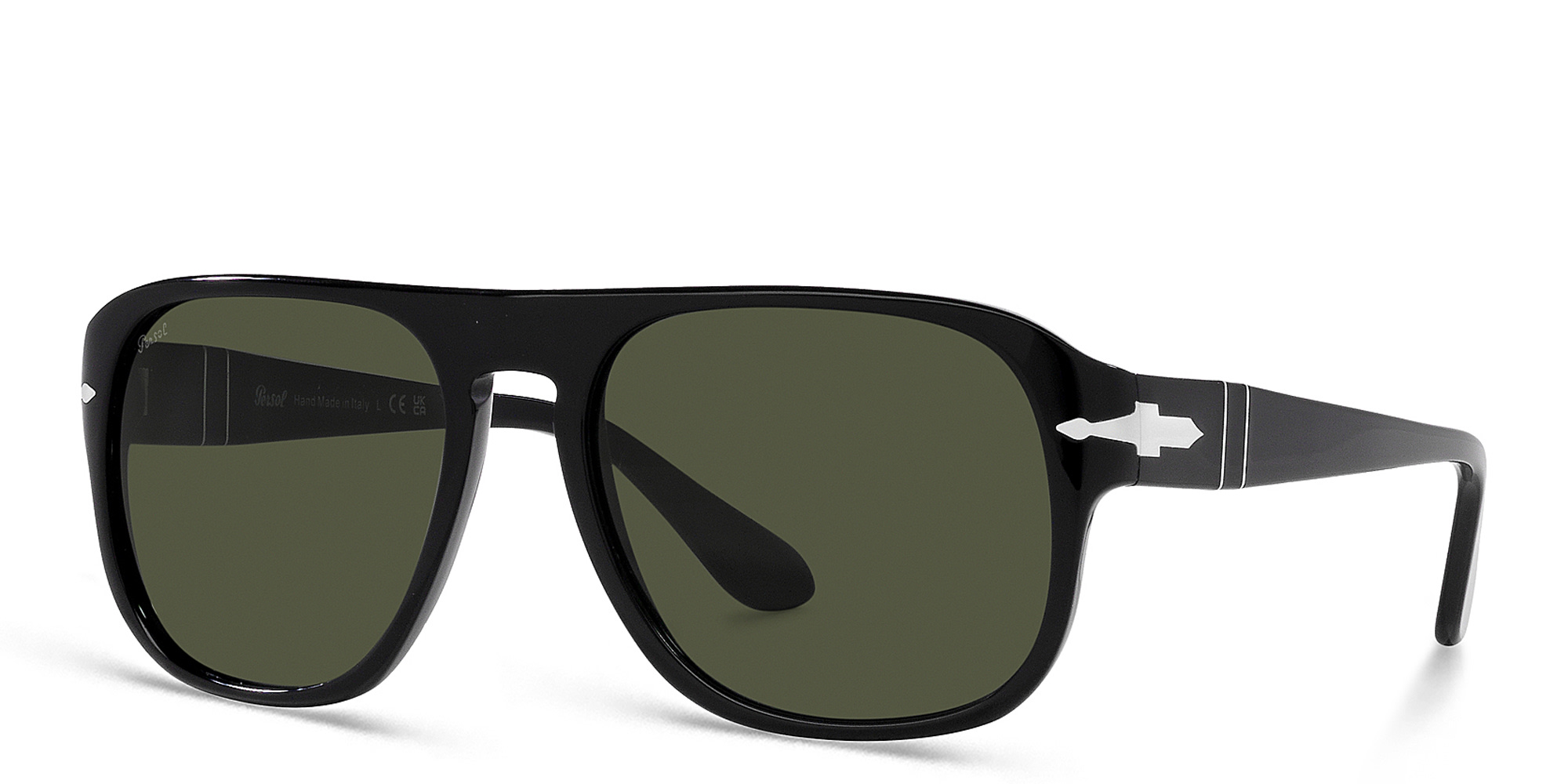 Shop PERSOL Unisex Rectangle Sunglasses in Black online.