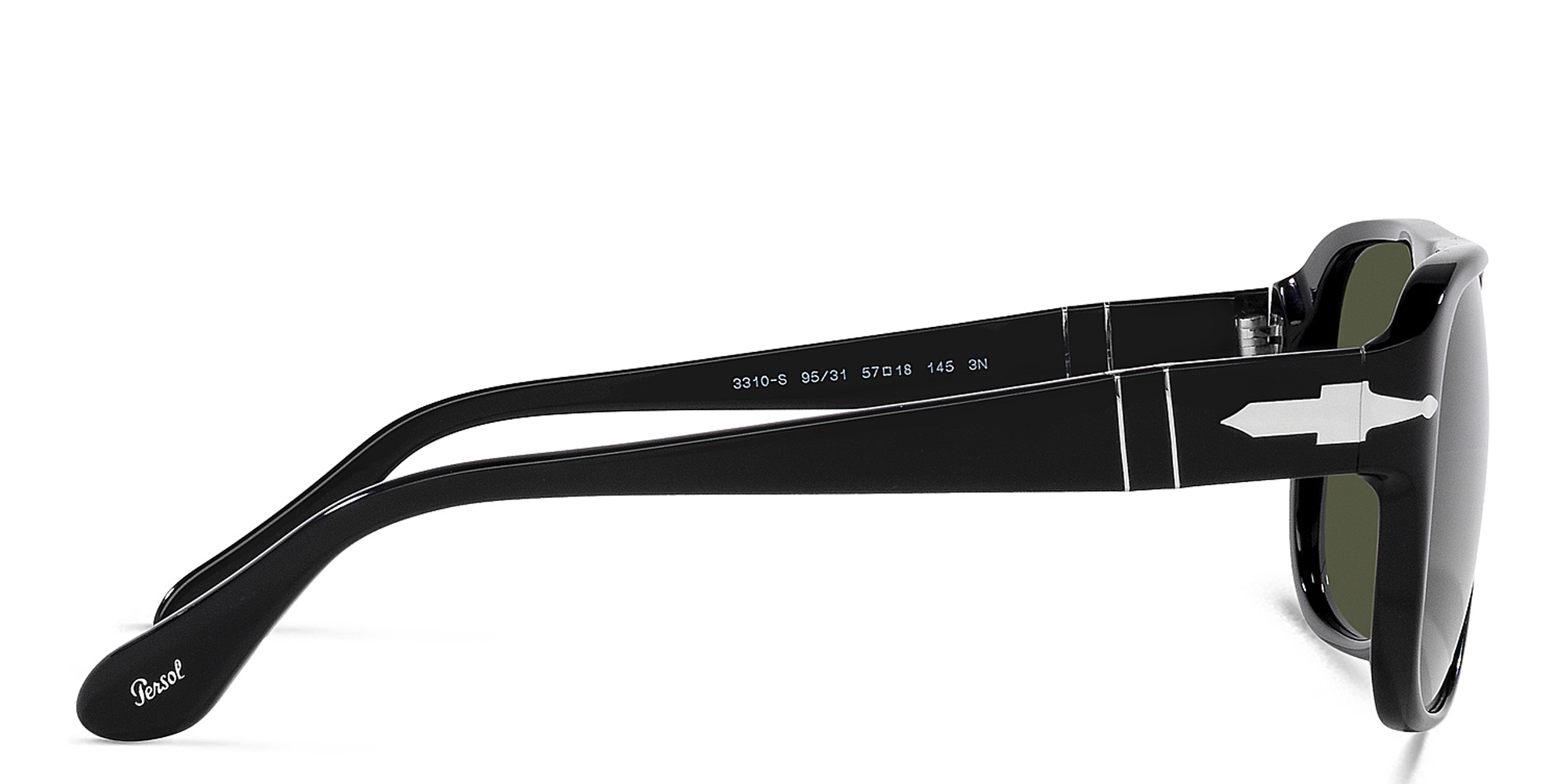 Shop PERSOL Unisex Rectangle Sunglasses in Black online.