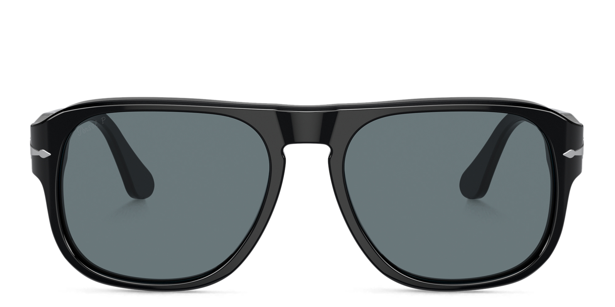 PERSOL Unisex Rectangle Sunglasses in Black – Product Photo 1