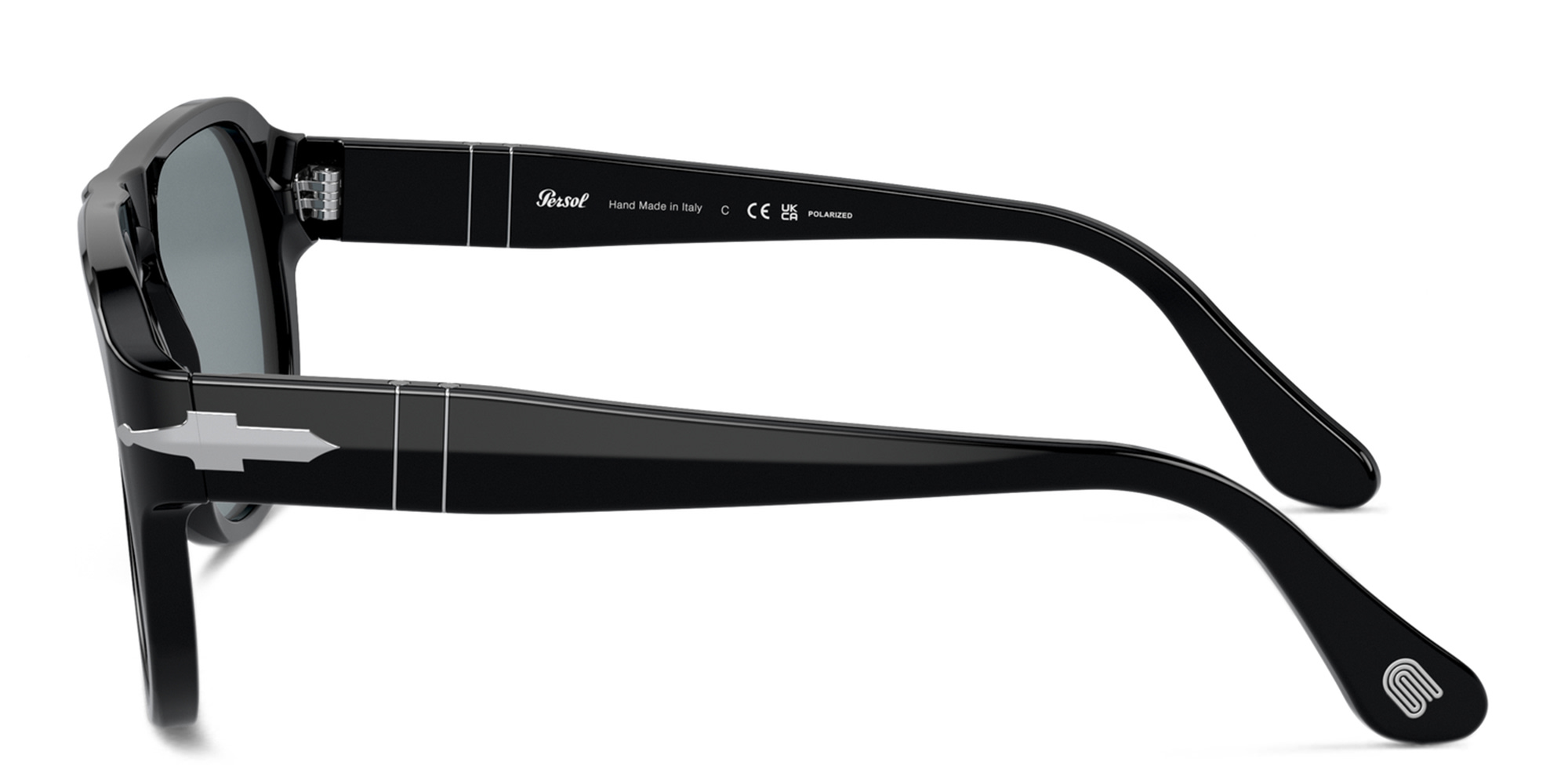 PERSOL Unisex Rectangle Sunglasses in Black – Product Photo 3