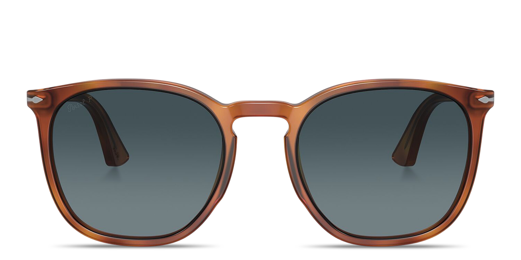 Shop PERSOL Unisex Round Sunglasses in Brown online.