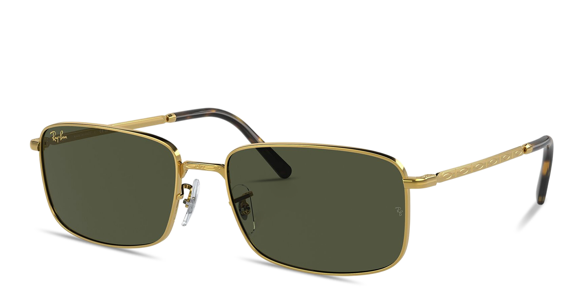 Shop Ray-Ban Unisex Rectangle Sunglasses in Gold online.