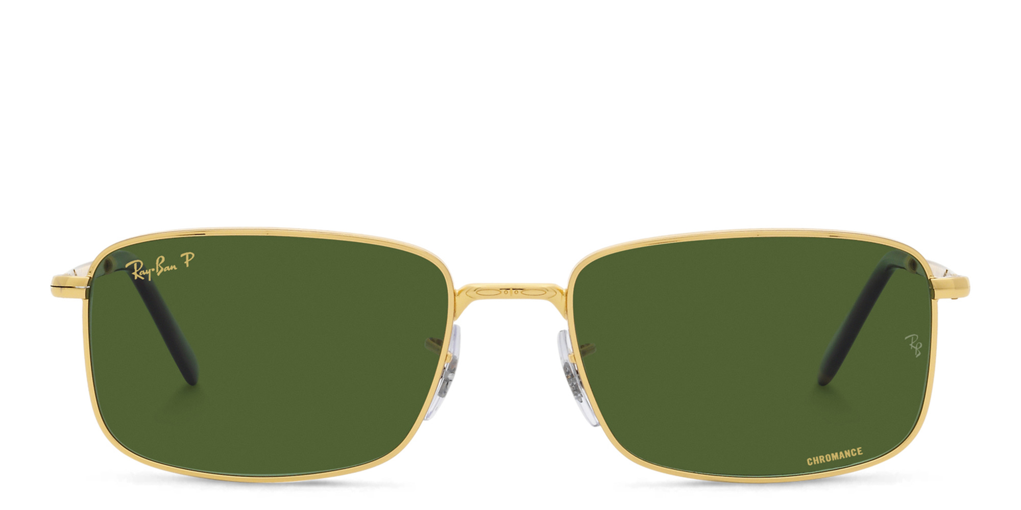 Shop Ray-Ban Unisex Rectangle Sunglasses in Gold online.