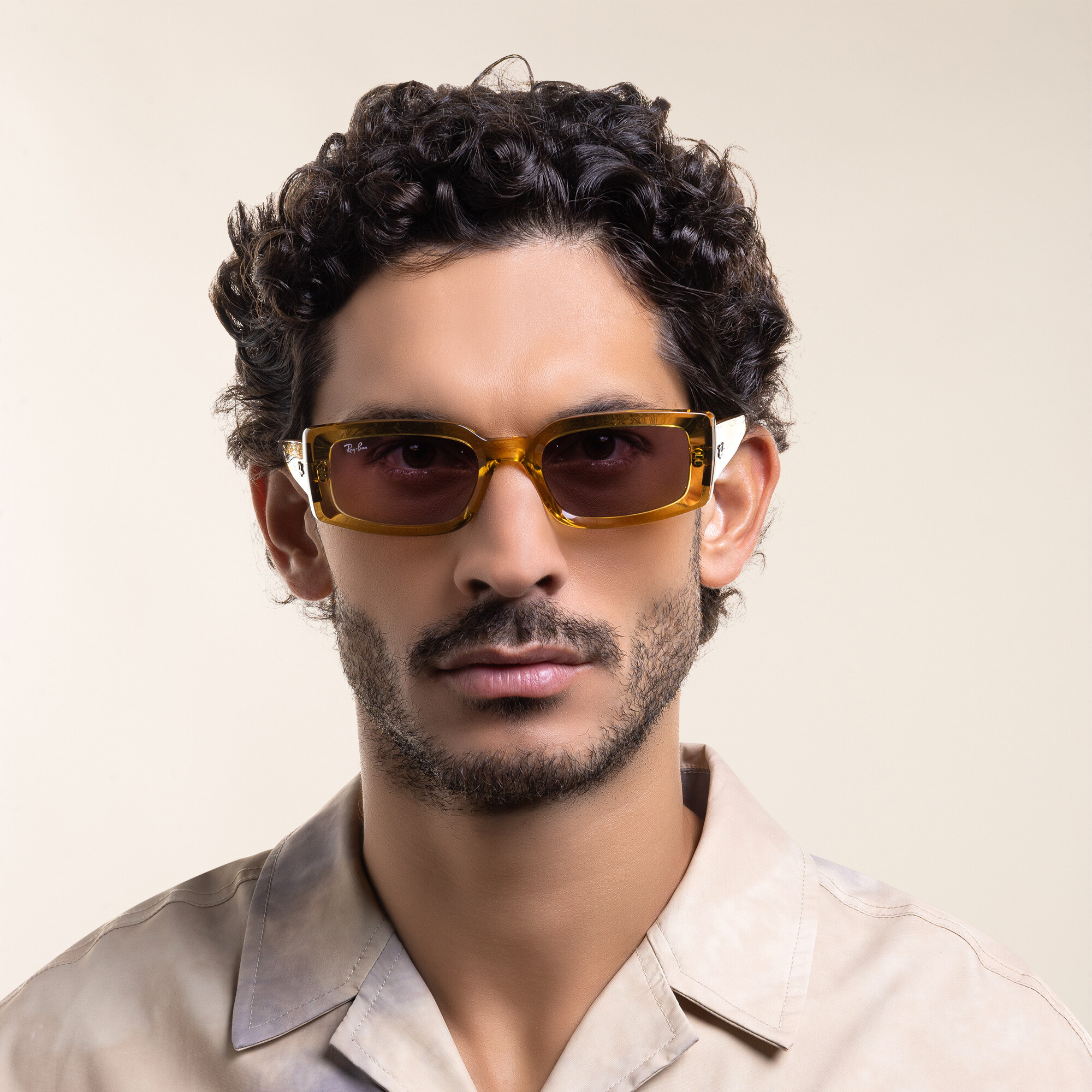 Shop Ray-Ban Kiliane Unisex Pillow Sunglasses in Transparent Yellow online.