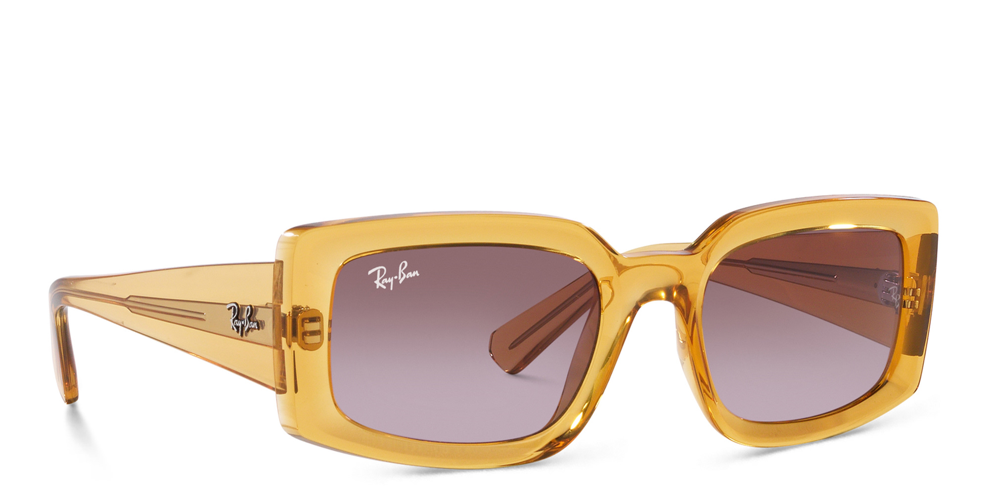 Shop Ray-Ban Kiliane Unisex Pillow Sunglasses in Transparent Yellow online.