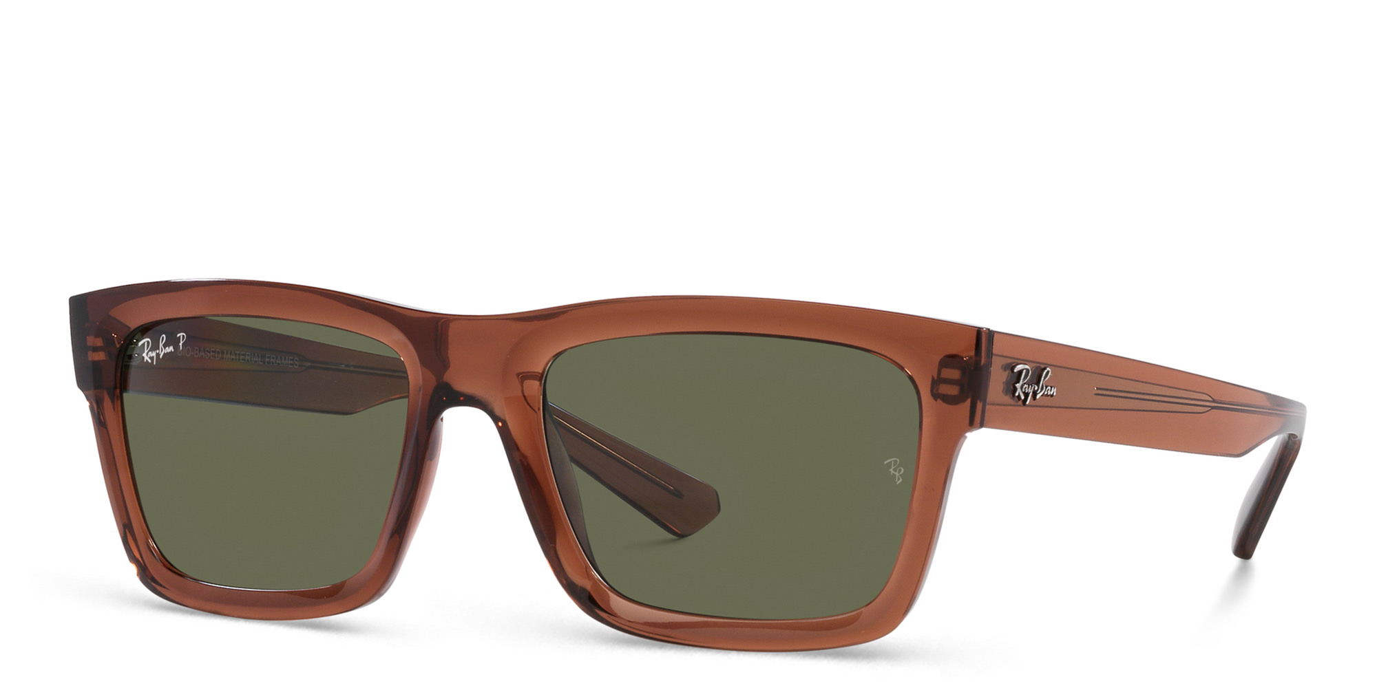 Ray-Ban Warren Unisex Rectangle Sunglasses in Transparent Brown – Product Photo 2