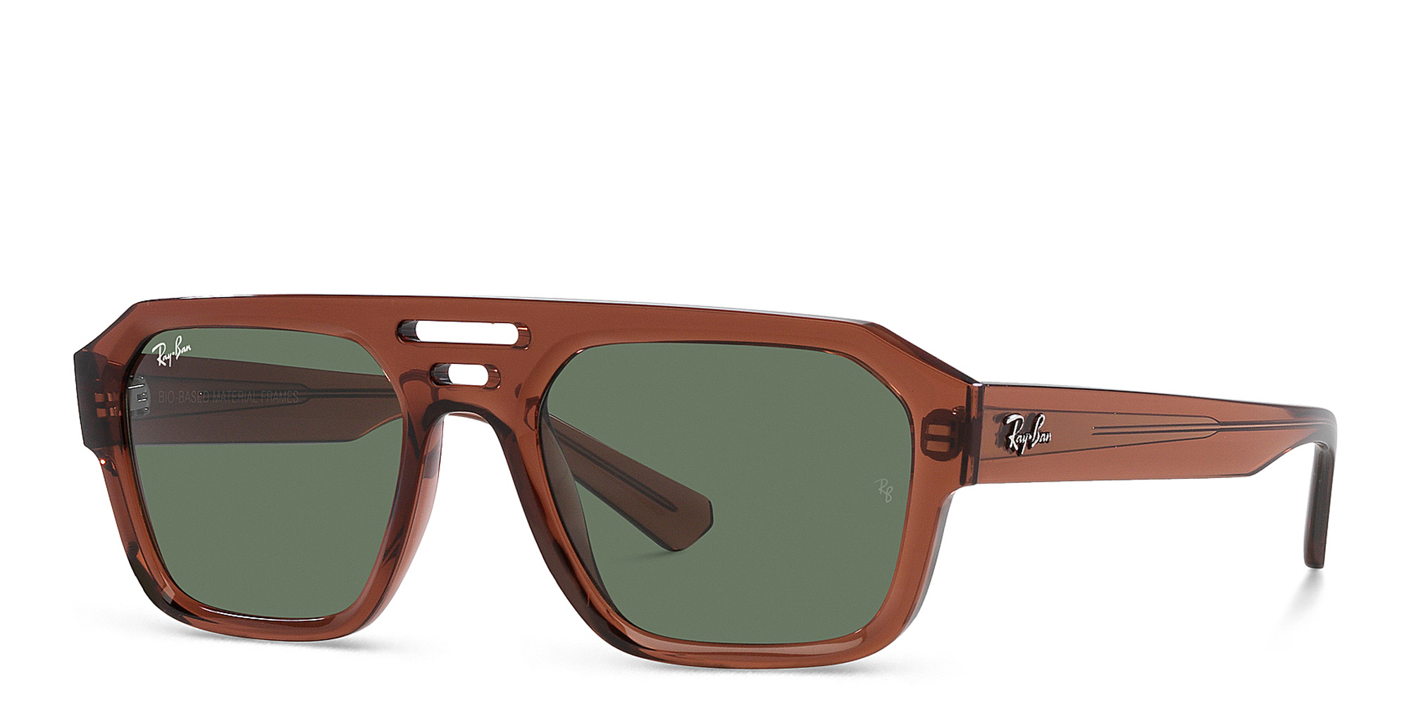 Shop Ray-Ban Corrigan Unisex Irregular Sunglasses in Transparent Brown online.