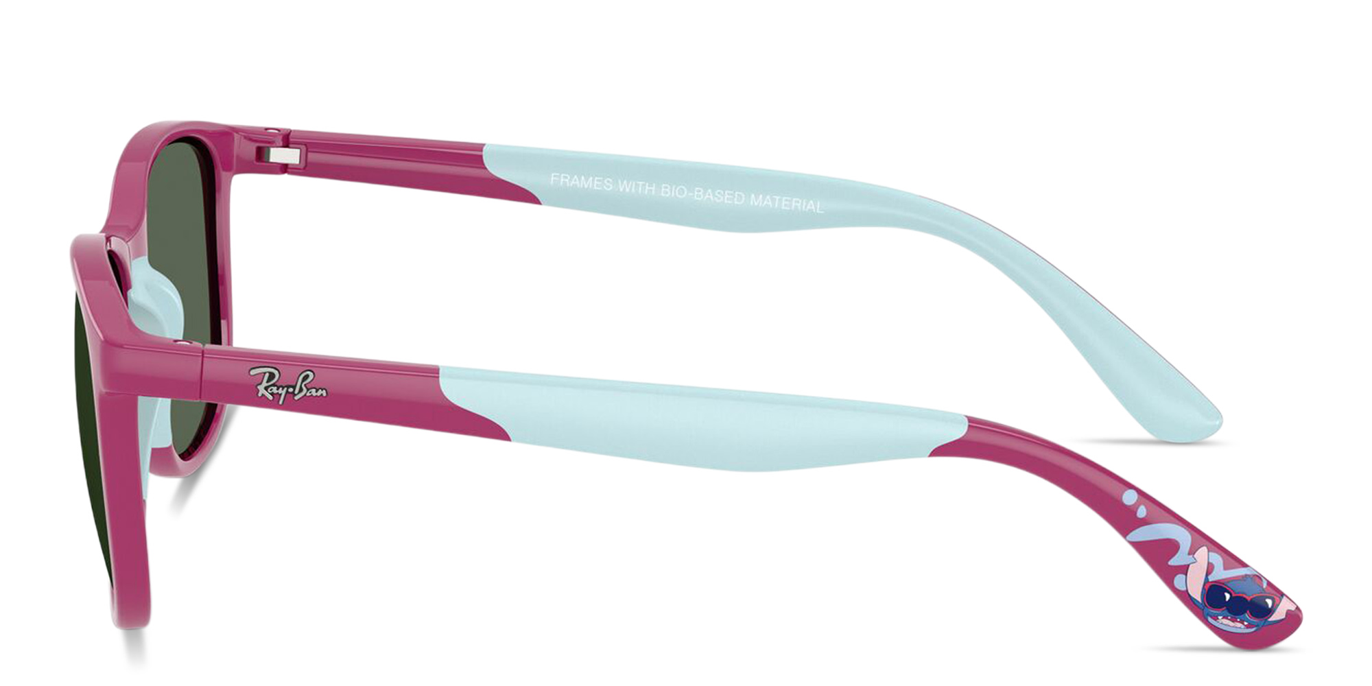 Ray-Ban Junior Lilo & Stitch Kids Square Sunglasses in Fucsia & Rubber Azzurre – Product Photo 3