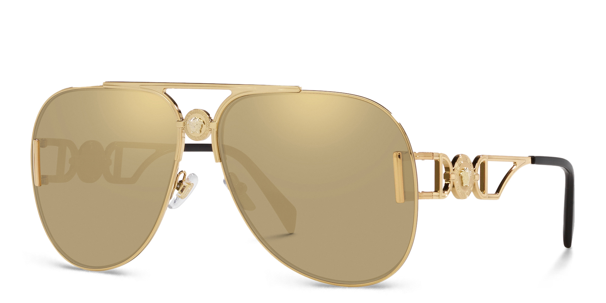 VERSACE Medusa Unisex Wide Pilot Sunglasses in Gold – Product Photo 2