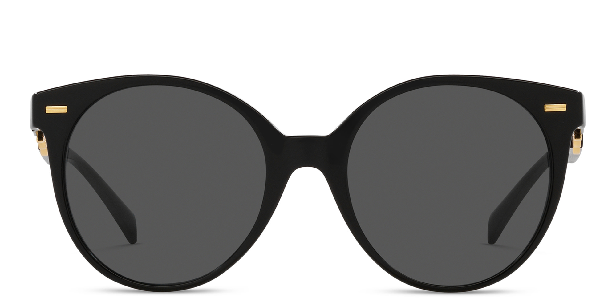 Shop VERSACE Medusa Round Sunglasses in Black online.