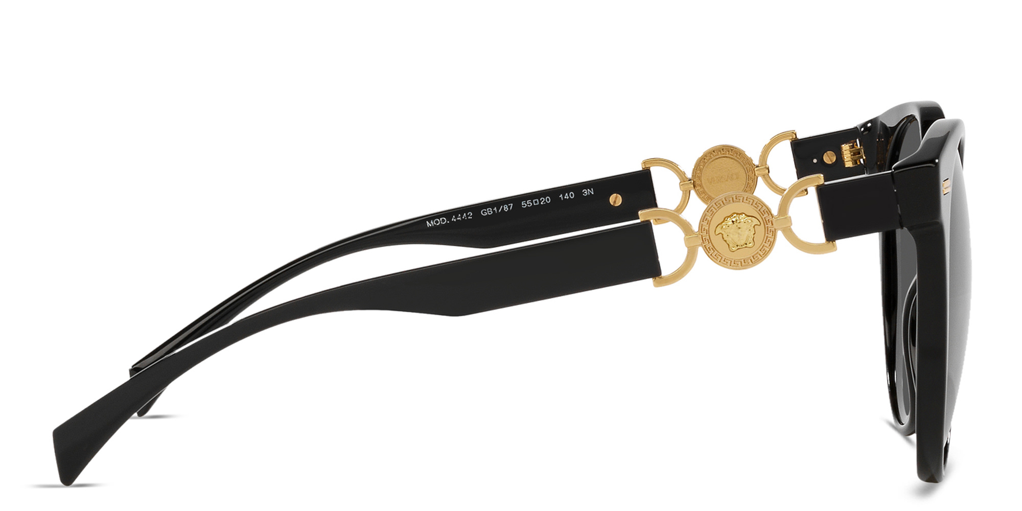 Shop VERSACE Medusa Round Sunglasses in Black online.