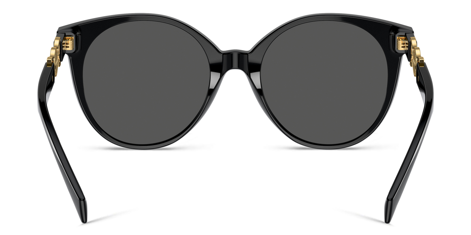 Shop VERSACE Medusa Round Sunglasses in Black online.