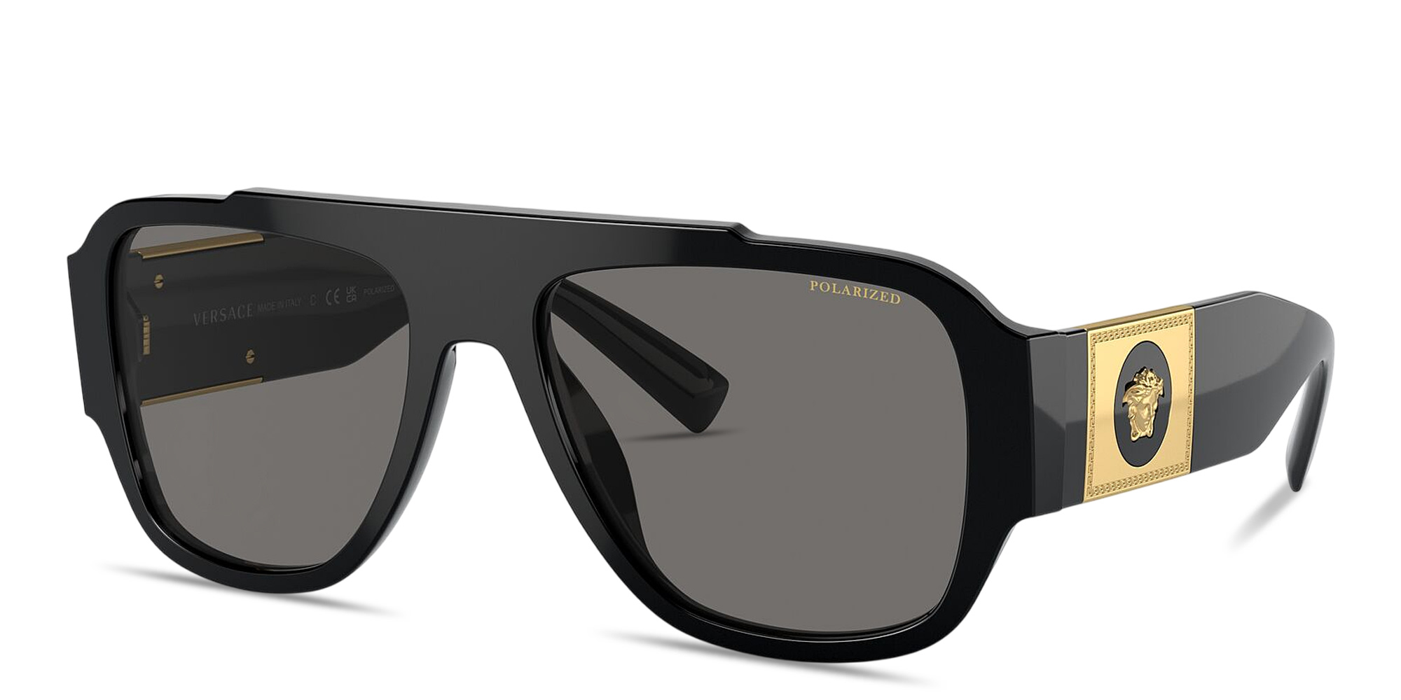 Shop VERSACE Medusa Pillow Sunglasses in Black online.