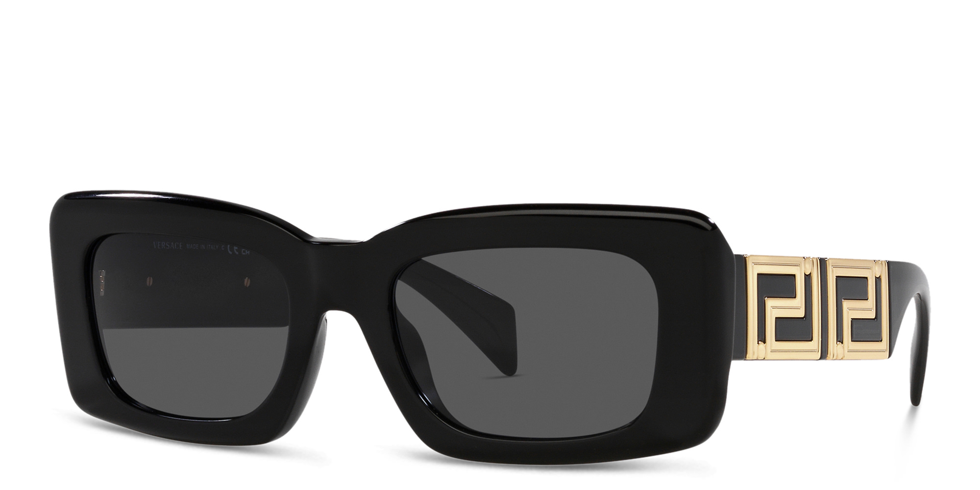 VERSACE Greca Motif Rectangle Sunglasses in Black – Product Photo 2