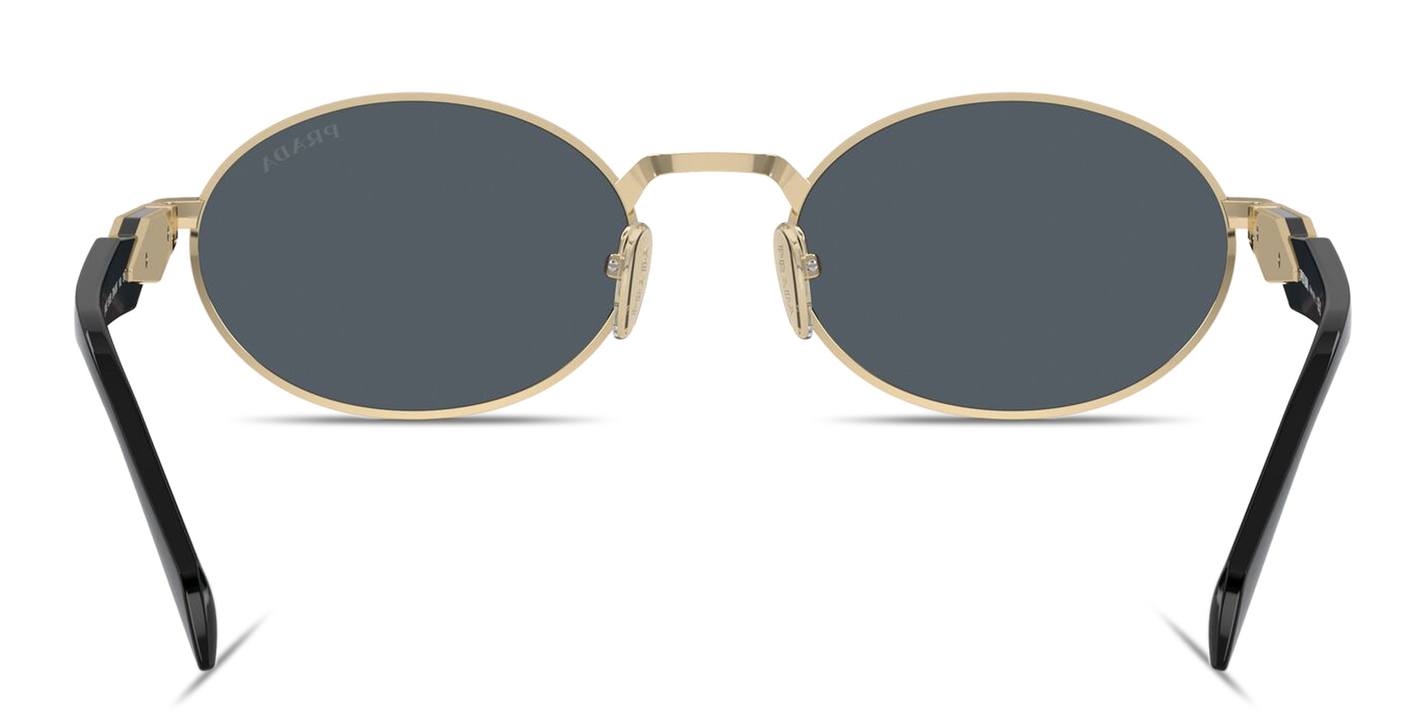 نظارات شمسية بيضاوية بالشعار المنقوش من برادا بلون ذهبي - صورة المنتج 4