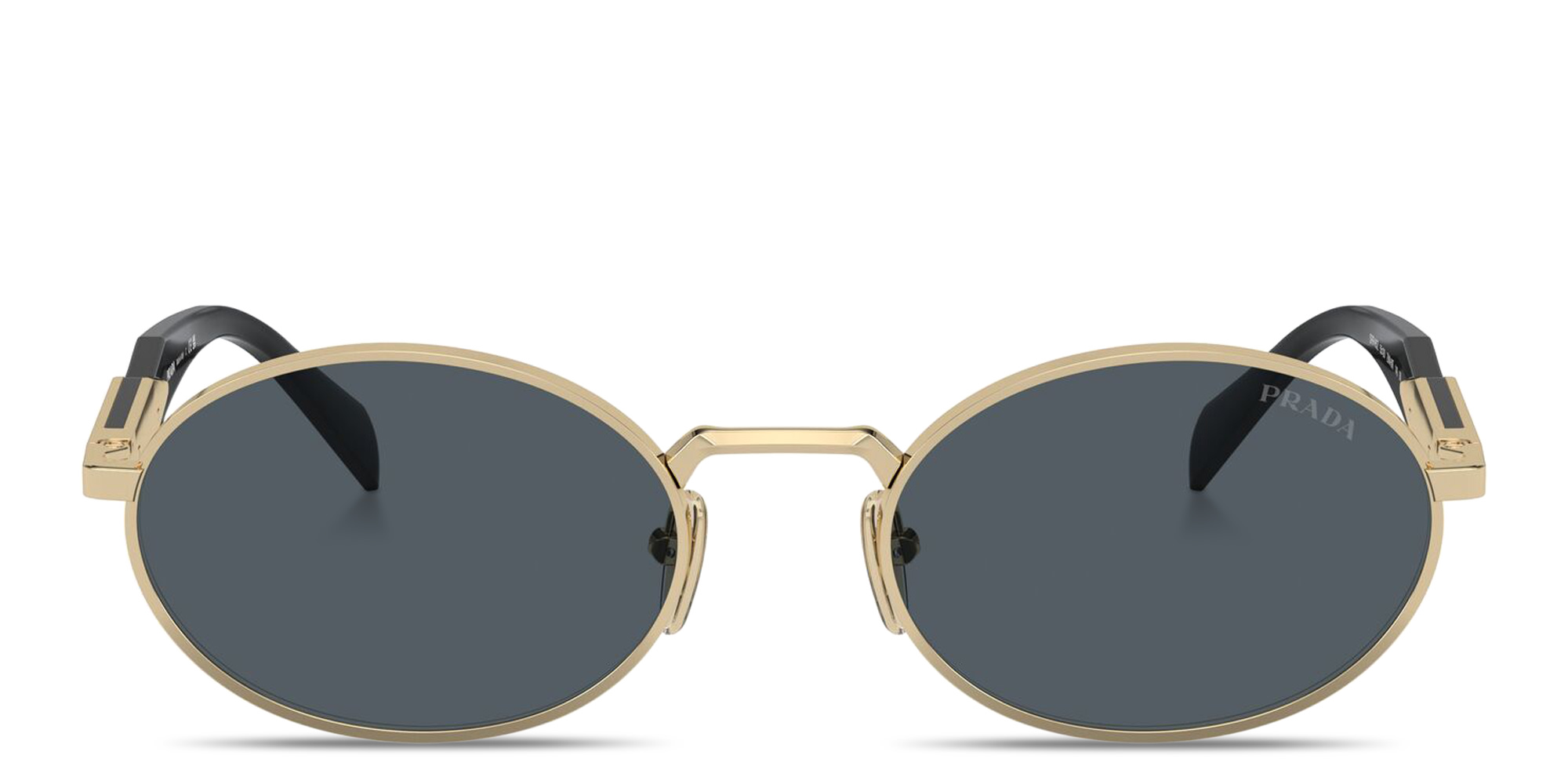 PRADA Engraved Logo Oval Sunglasses in Gold – Product Photo 1