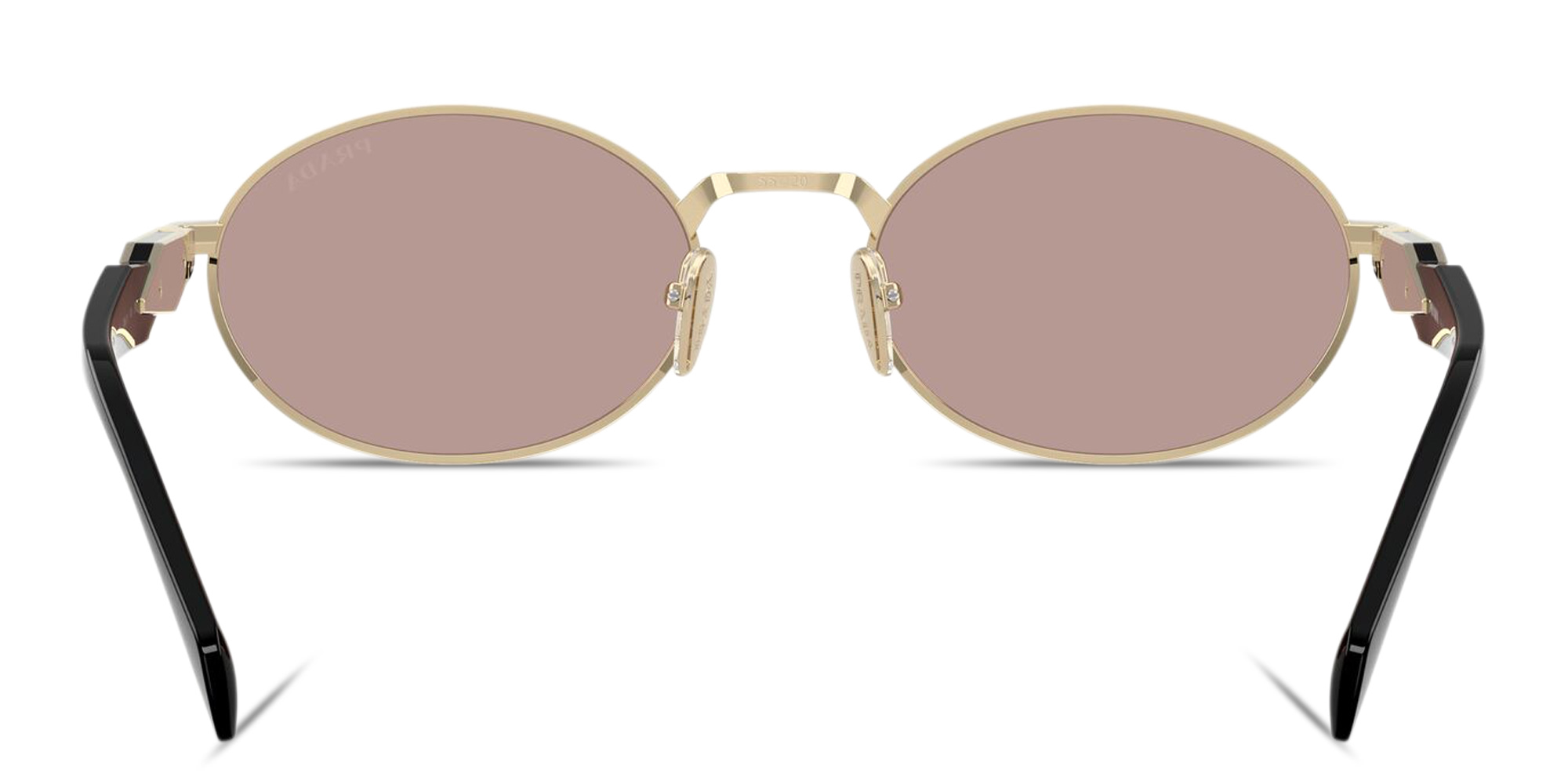 Shop PRADA Engraved Logo Oval Sunglasses in Pale Gold online.