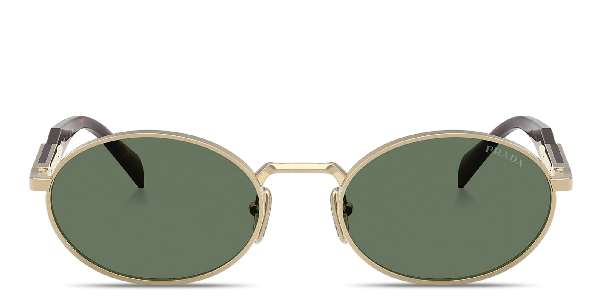 تسوق نظارات شمسية بيضاوية بالشعار المنقوش برادا بلون ذهبي فاتح أونلاين.