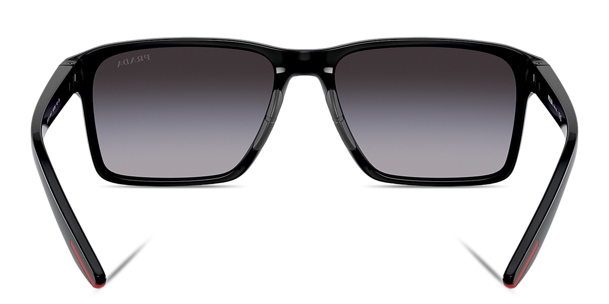 Shop Prada Linea Rossa Logo Rectangle Sunglasses in Black online.