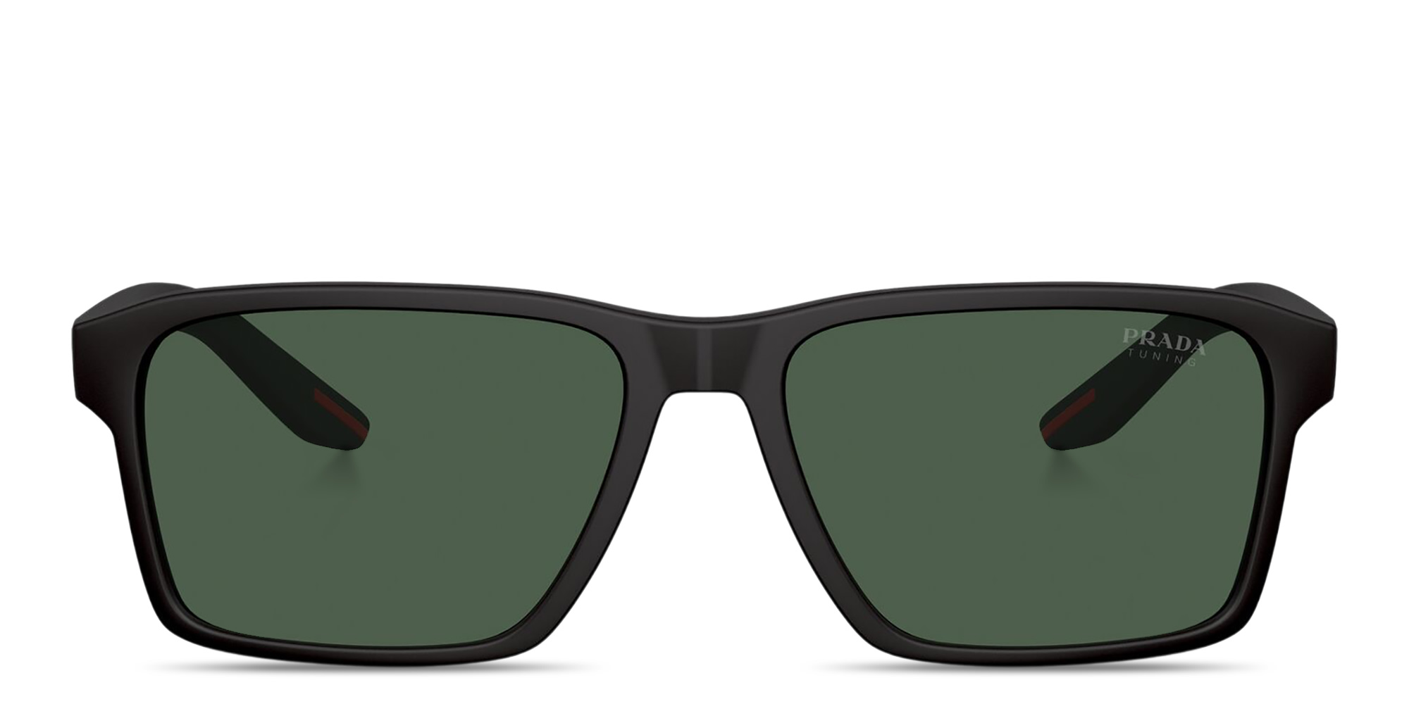 Shop Prada Linea Rossa Logo Rectangle Sunglasses in Black online.