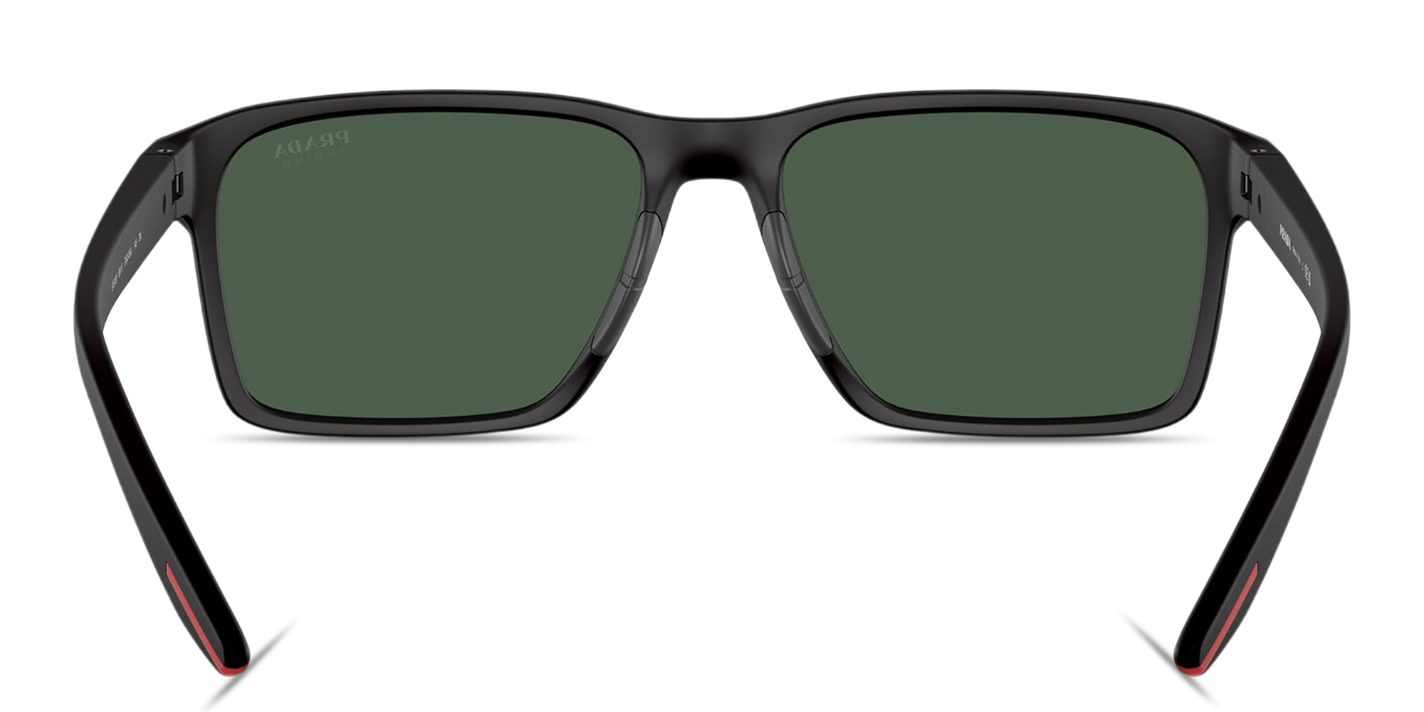 Shop Prada Linea Rossa Logo Rectangle Sunglasses in Black online.
