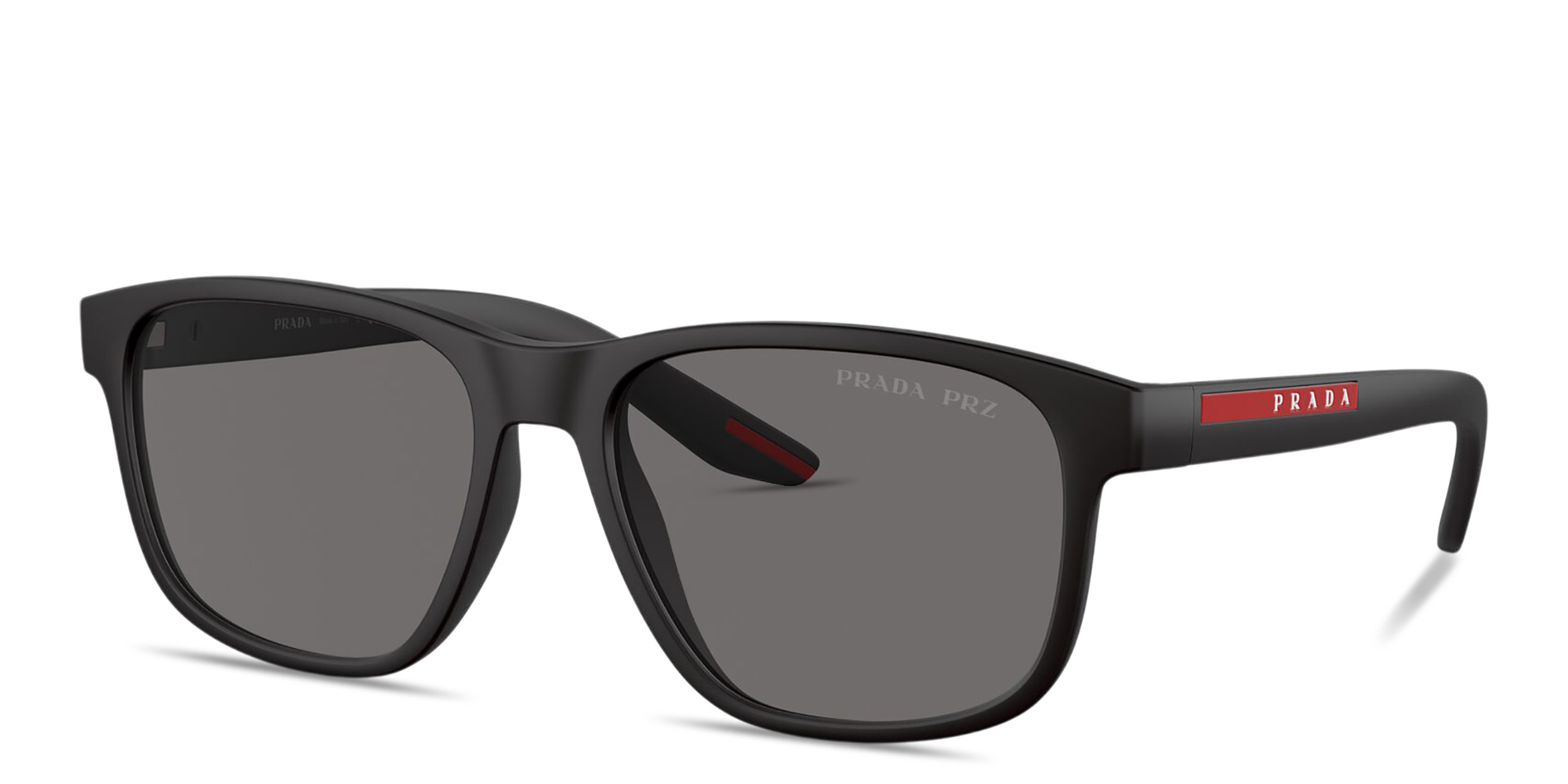 Shop Prada Linea Rossa Logo Signature Pillow Sunglasses in Black online.