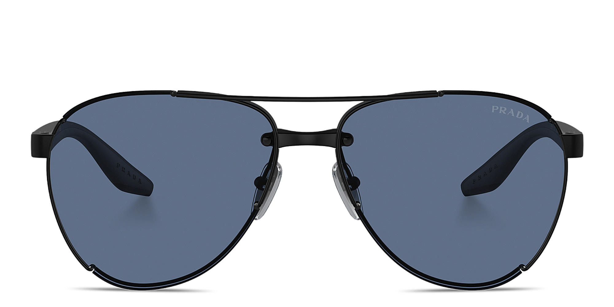 Shop Prada Linea Rossa Logo Aviator Sunglasses in Black online.