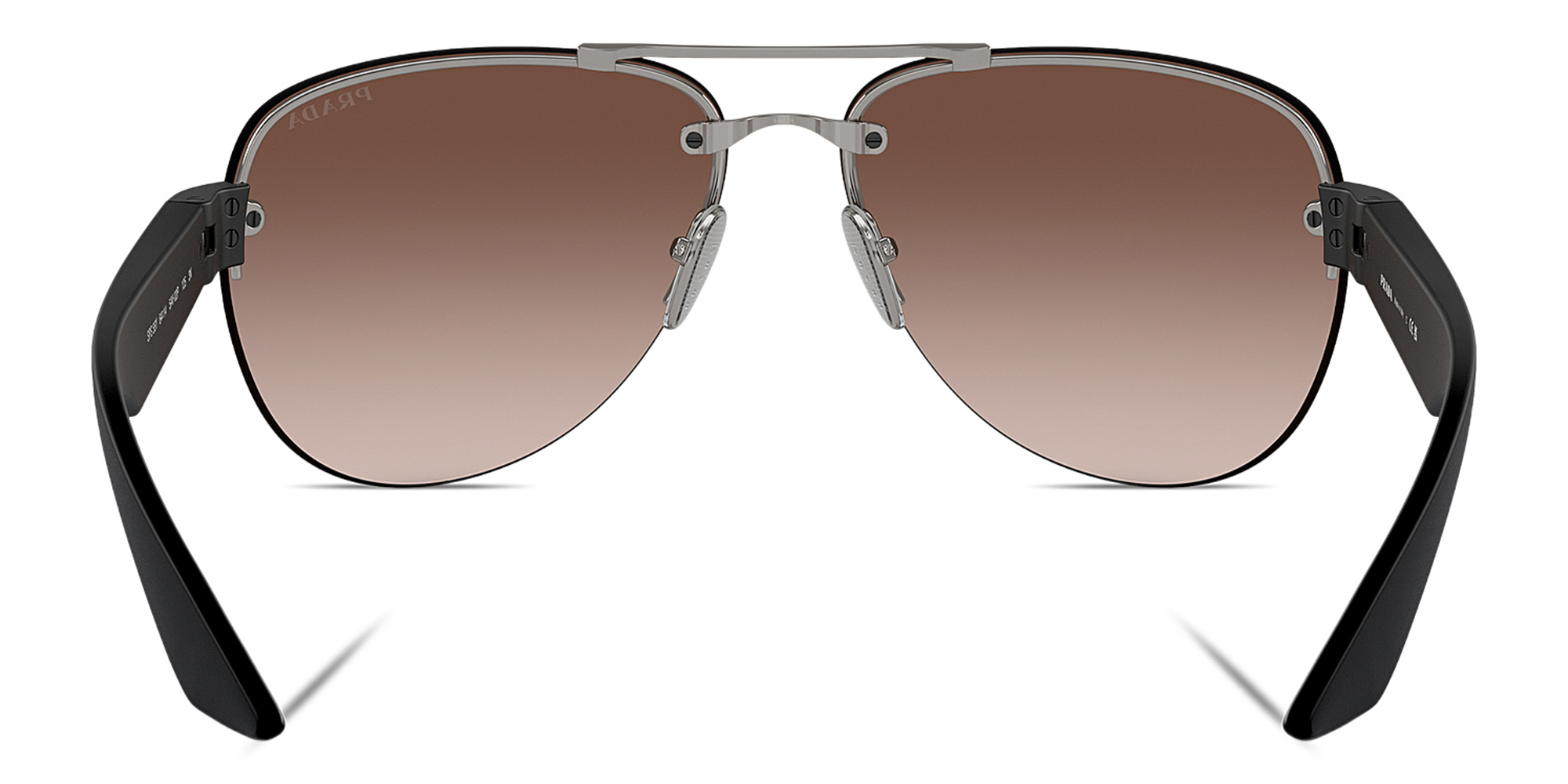 نظارات شمسية طراز أفياتور بنصف إطار من برادا لينيا روسا بلون رصاصي - صورة المنتج 4