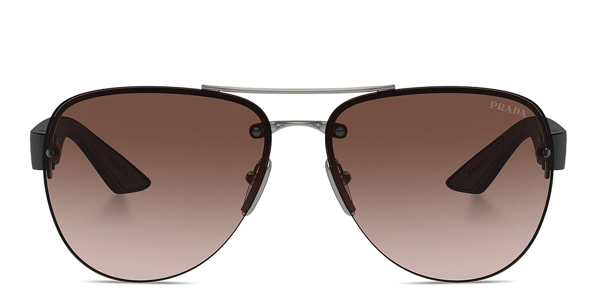 Prada Linea Rossa Half-Rim Aviator Sunglasses in Gunmetal – Product Photo 1