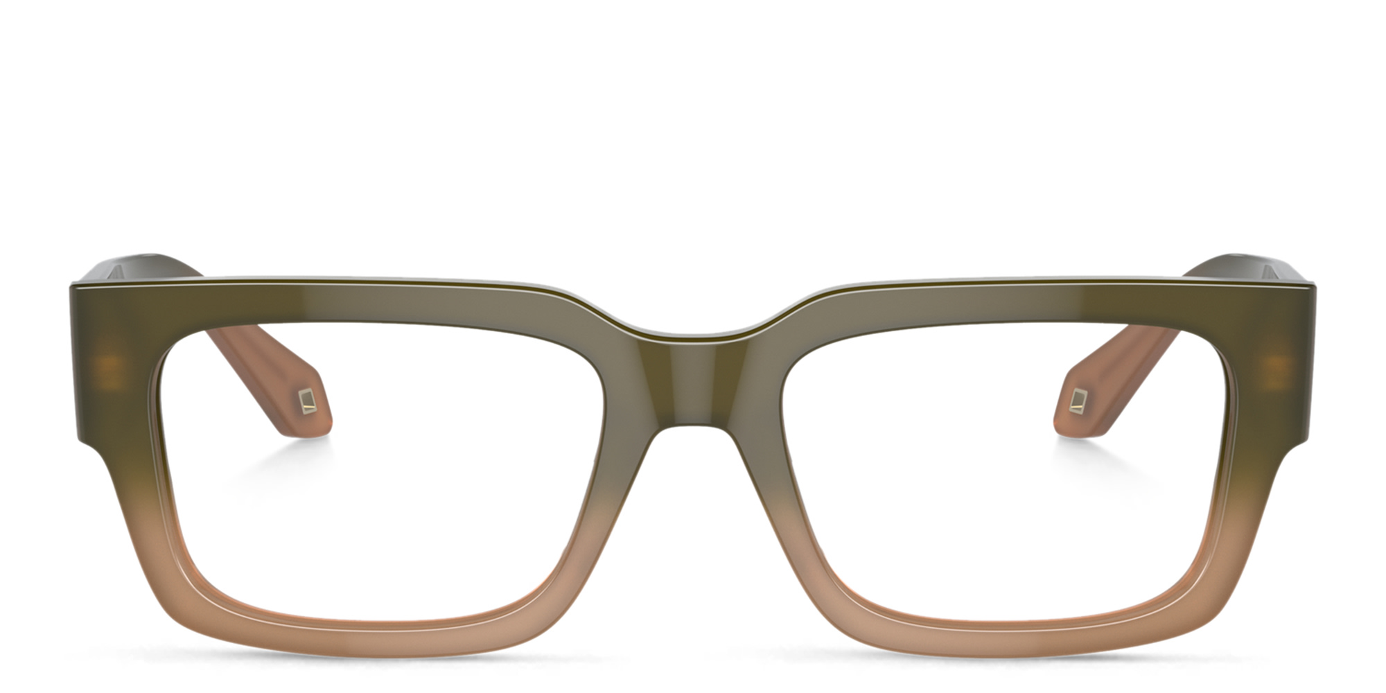 Shop GIORGIO ARMANI Rectangle Eyeglasses in Gradient Green/Brown online.