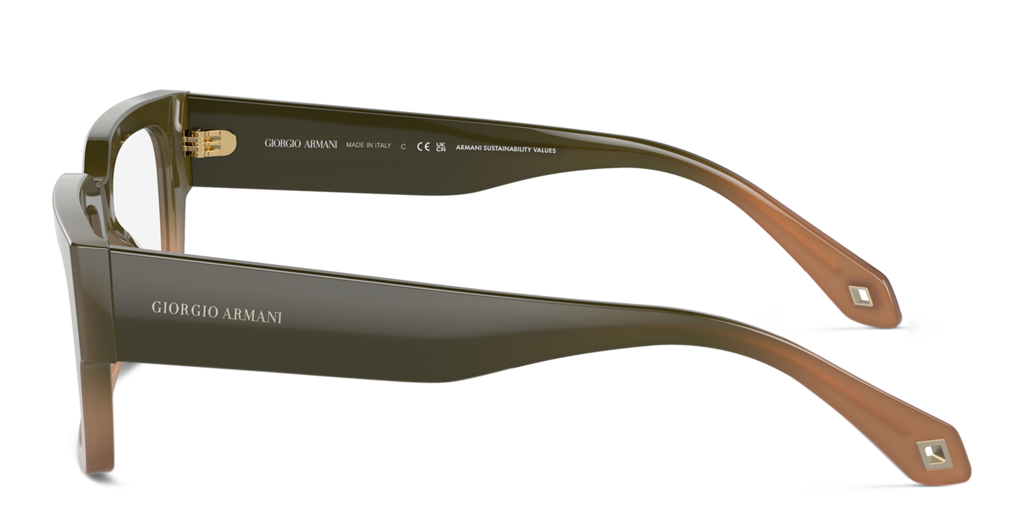 GIORGIO ARMANI Rectangle Eyeglasses in Gradient Green/Brown – Product Photo 3