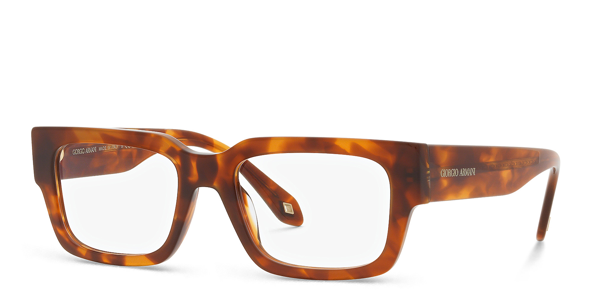 Shop GIORGIO ARMANI Rectangle Eyeglasses in Red Havana online.