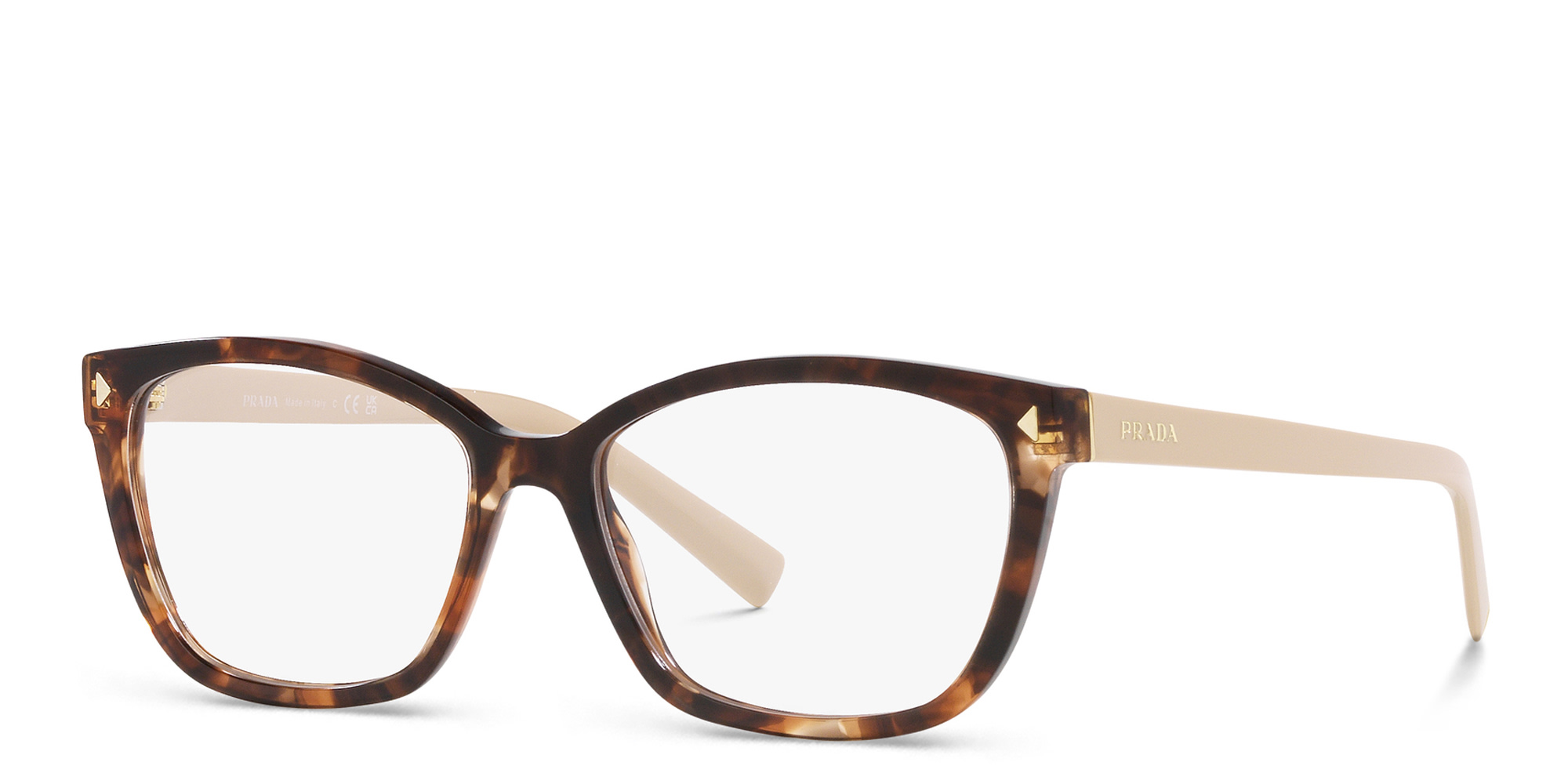 Shop PRADA Wide Rectangle Eyeglasses in Havana online.