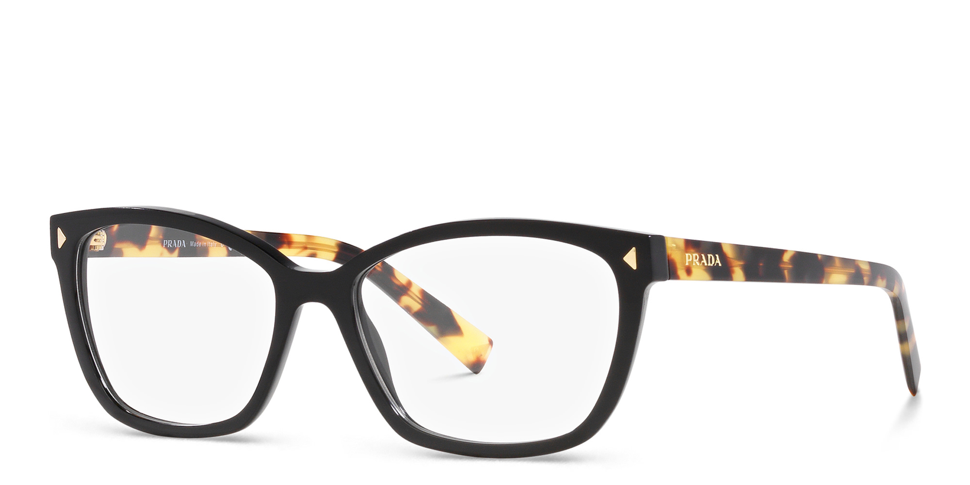 Shop PRADA Wide Rectangle Eyeglasses in Black online.