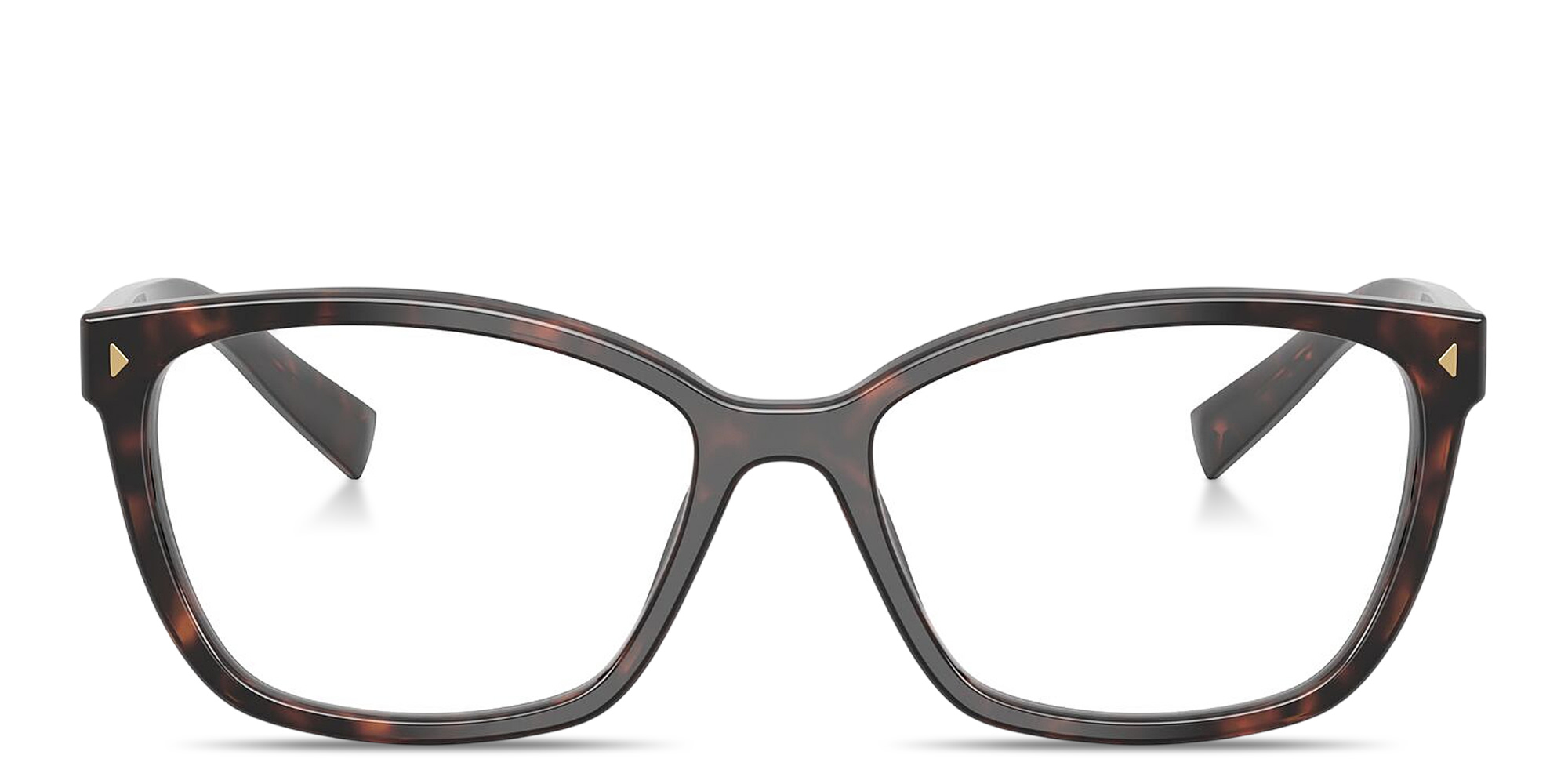 Shop PRADA Logo Signature Wide Rectangle Eyeglasses in Tortoise online.
