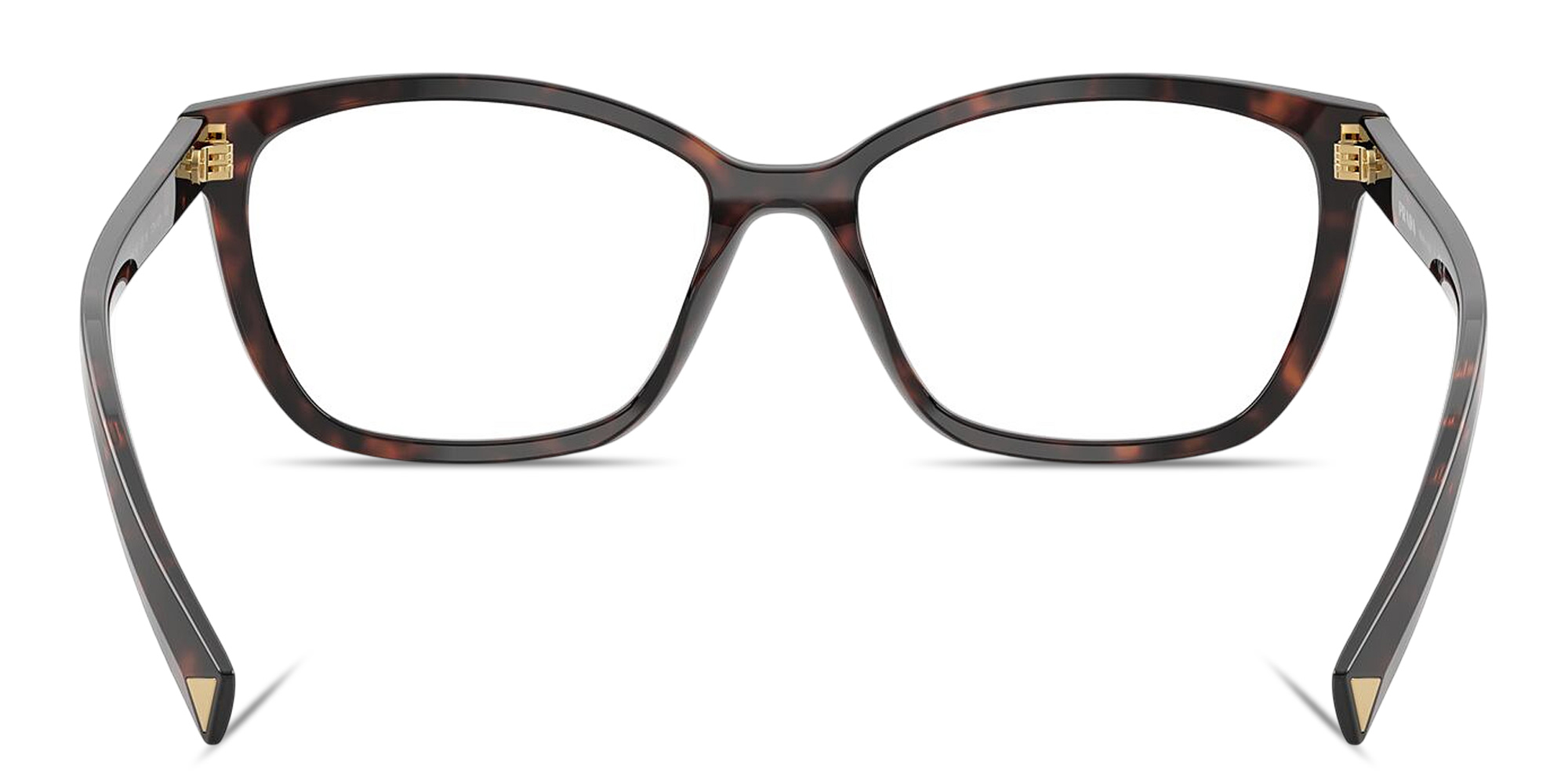 Shop PRADA Logo Signature Wide Rectangle Eyeglasses in Tortoise online.