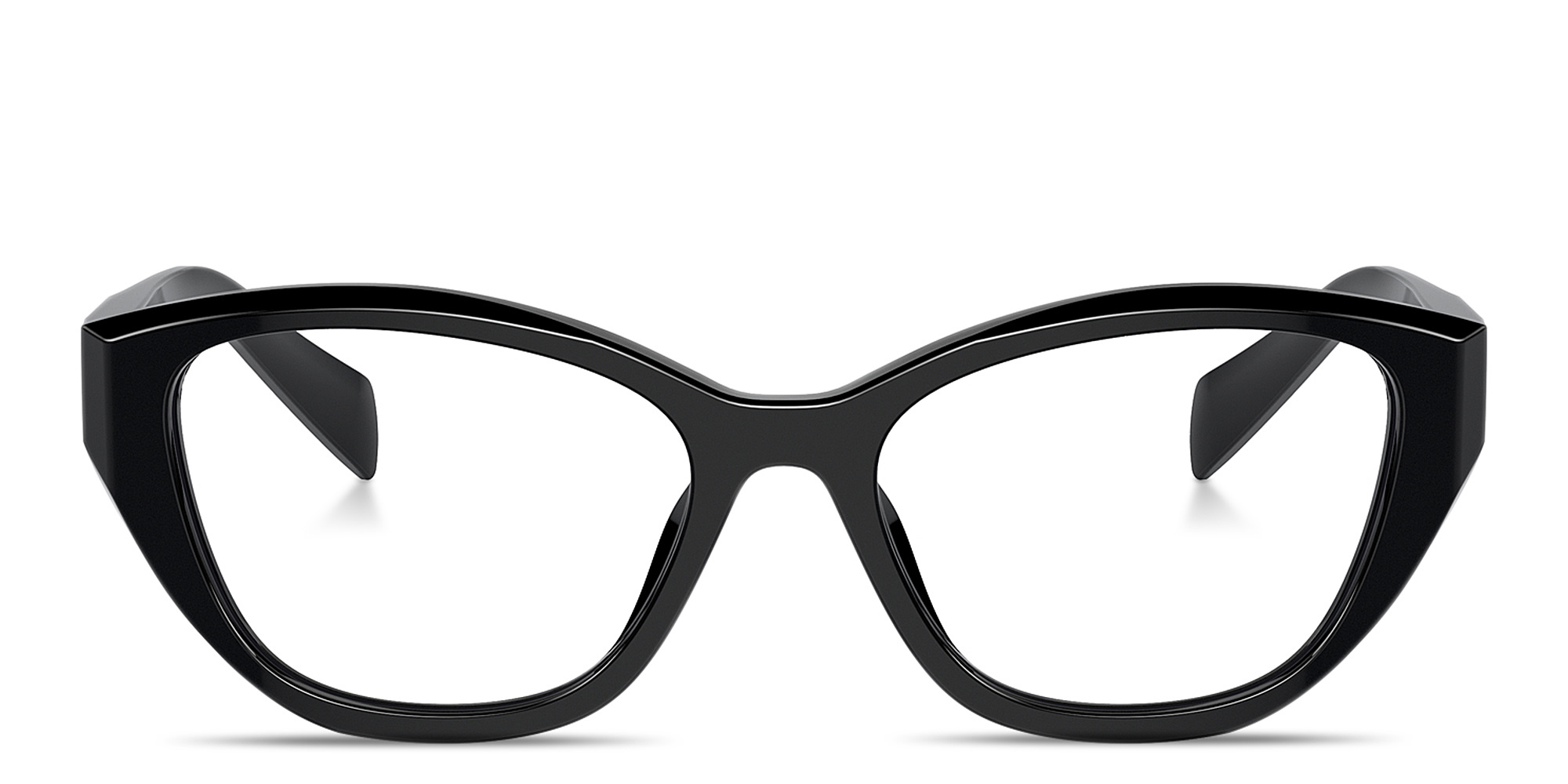 Shop PRADA Logo-Print Cat-Eye Eyeglasses in Black online.