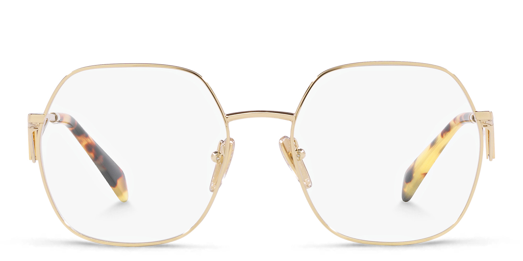 PRADA Wide Irregular Eyeglasses in Pale Gold – Product Photo 1