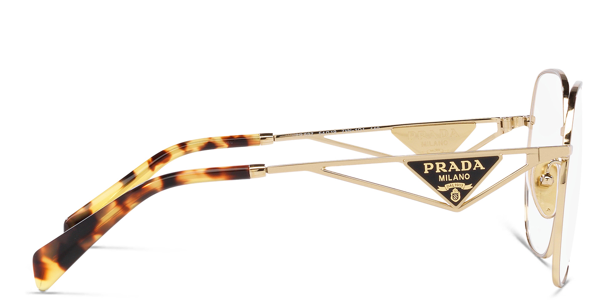 PRADA Wide Irregular Eyeglasses in Pale Gold – Product Photo 3
