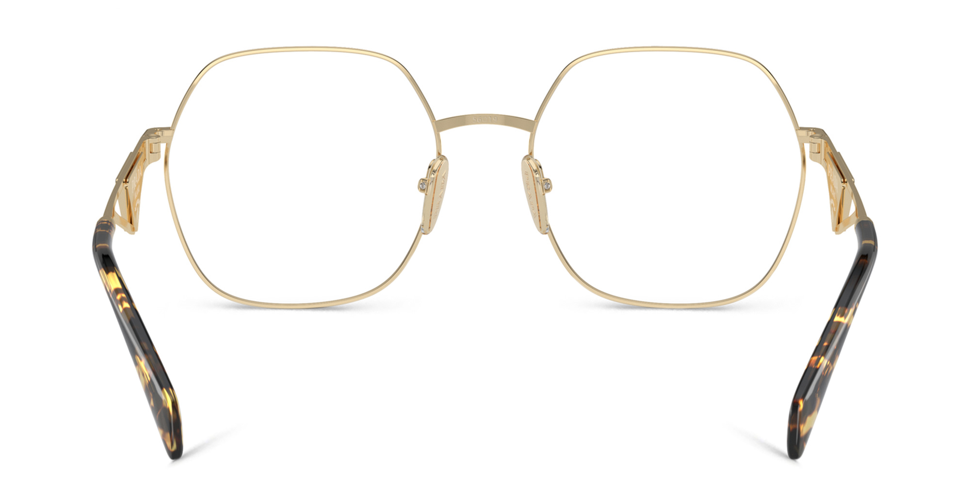 PRADA Wide Irregular Eyeglasses in Pale Gold – Product Photo 4