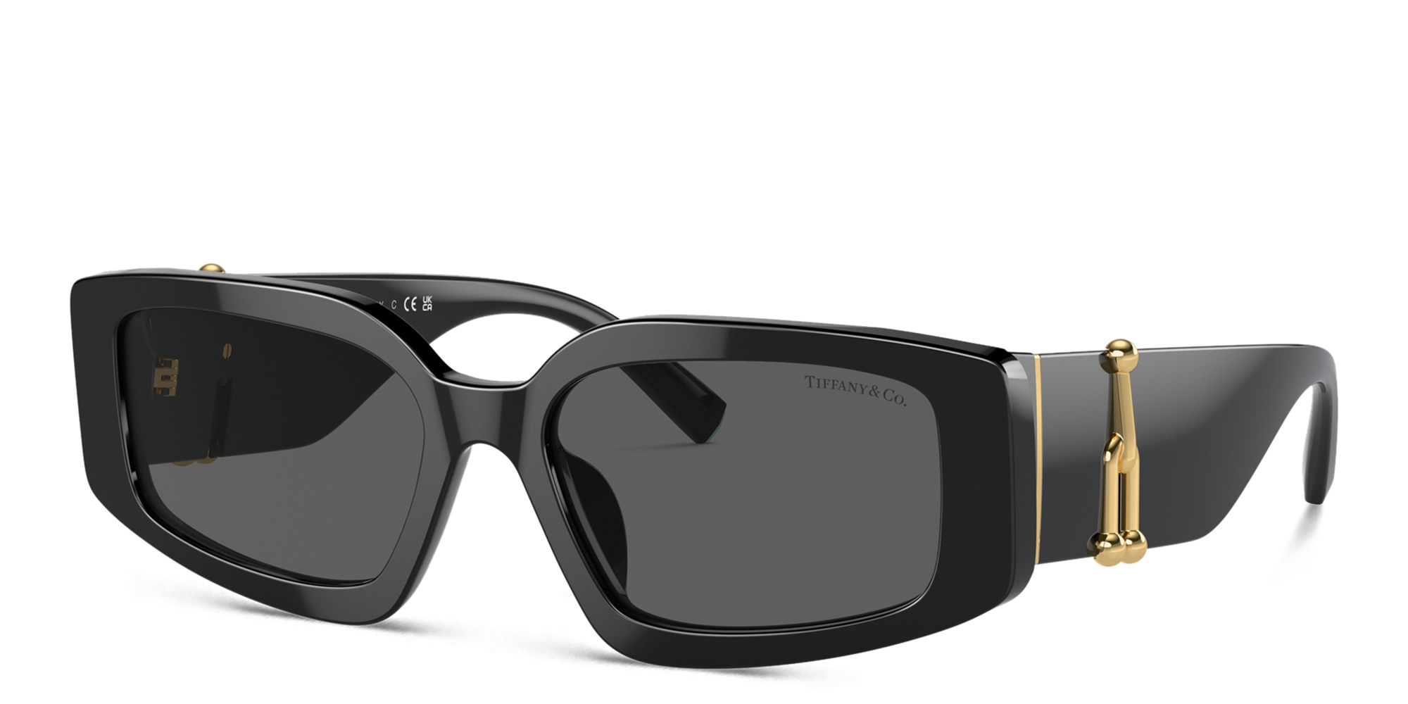 Shop TIFFANY Rectangle Sunglasses in Black online.