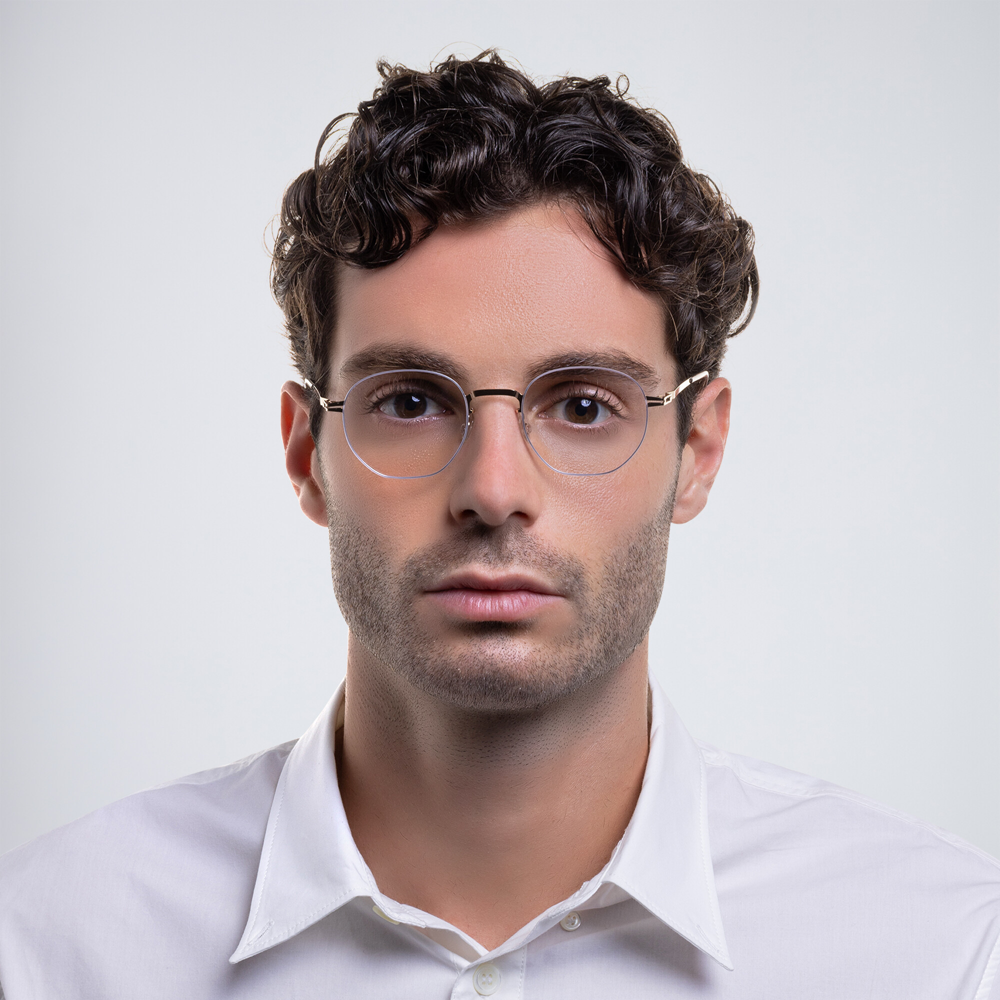 Shop MYKITA Unisex Wataru Rimless Round Eyeglasses in Beige online.